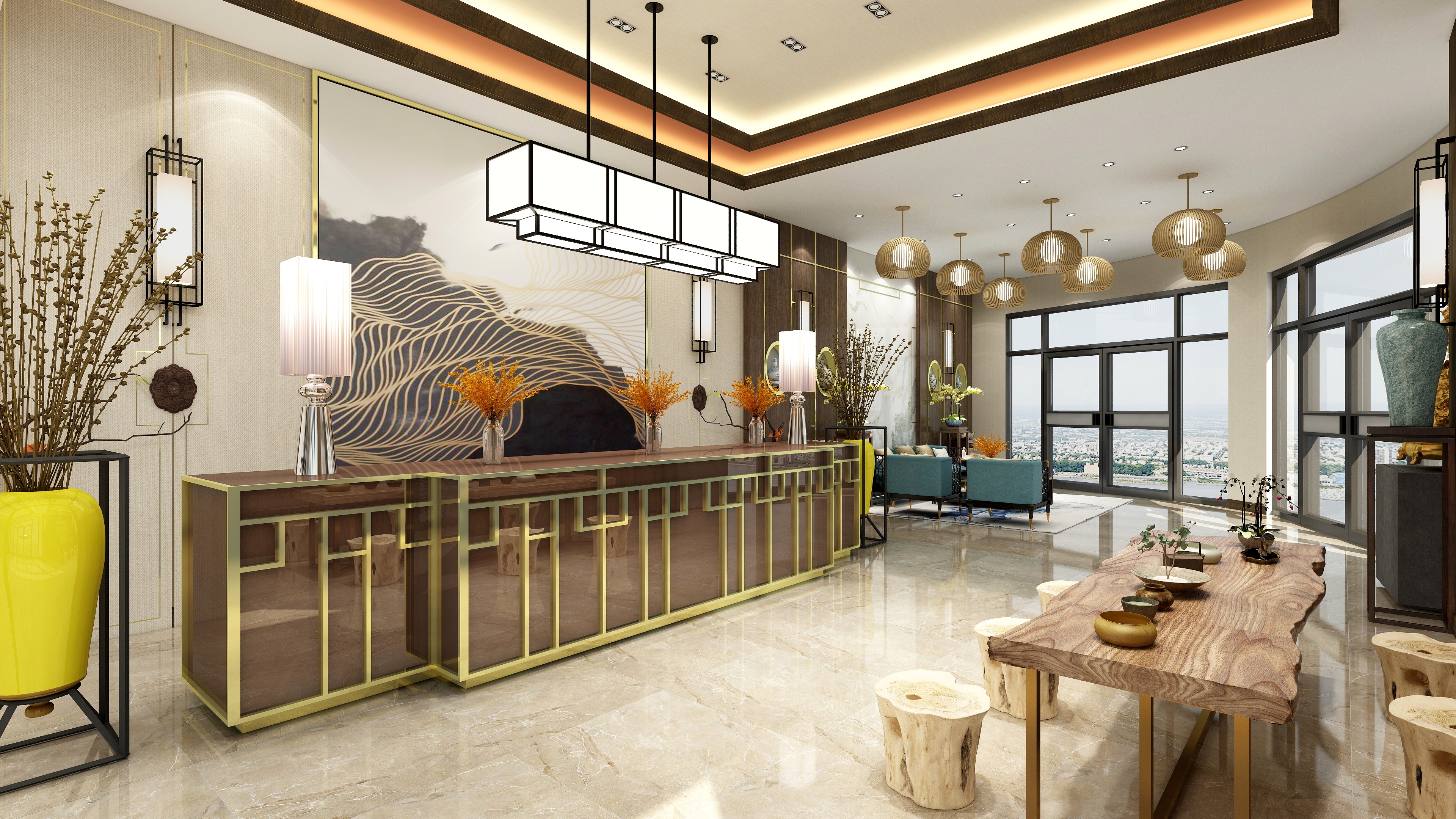 情有独仲-218㎡饭店大厅-装修设计方案