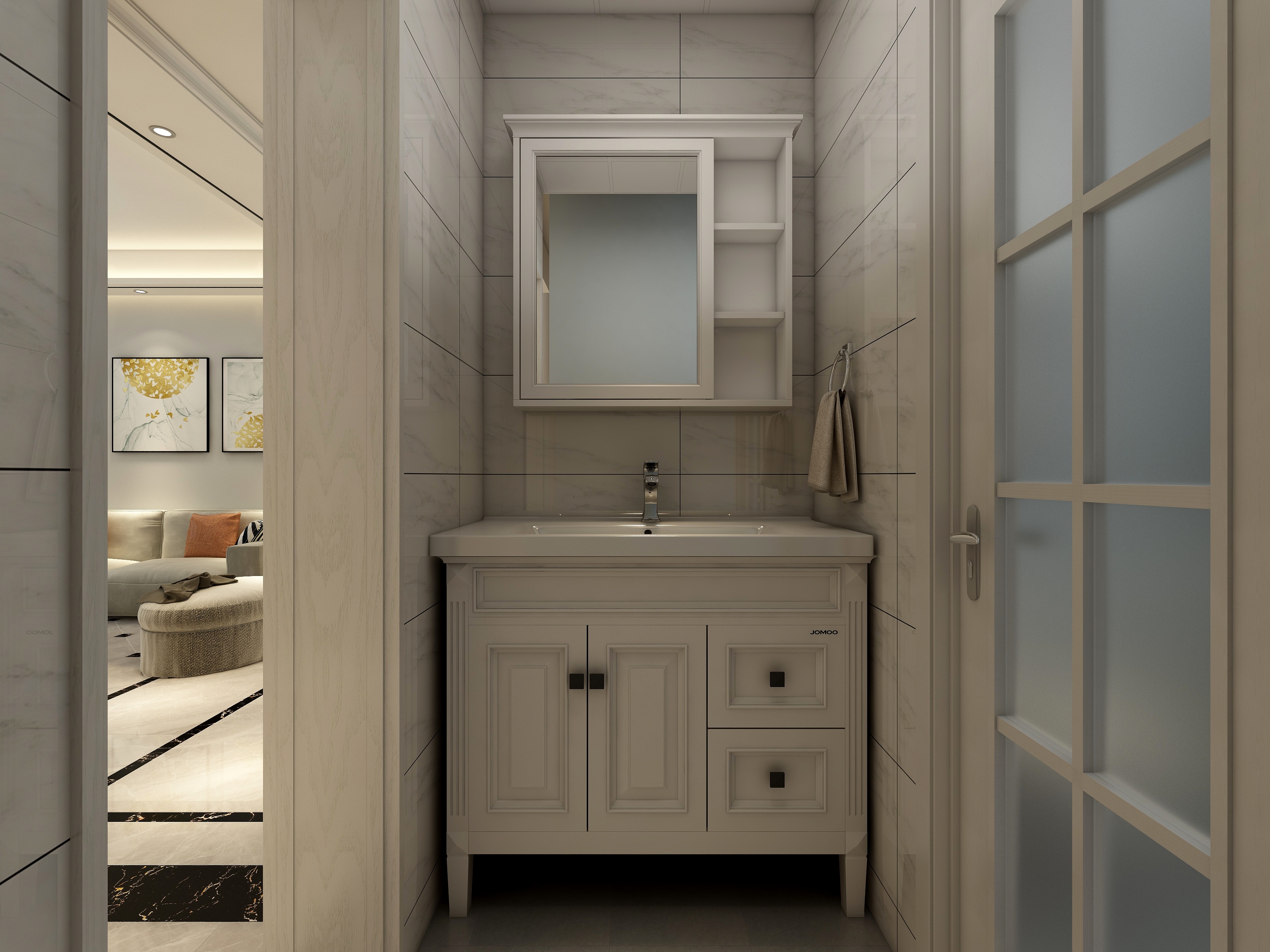 李立猛-现代简约三居室一层洗手区装修效果图第1张