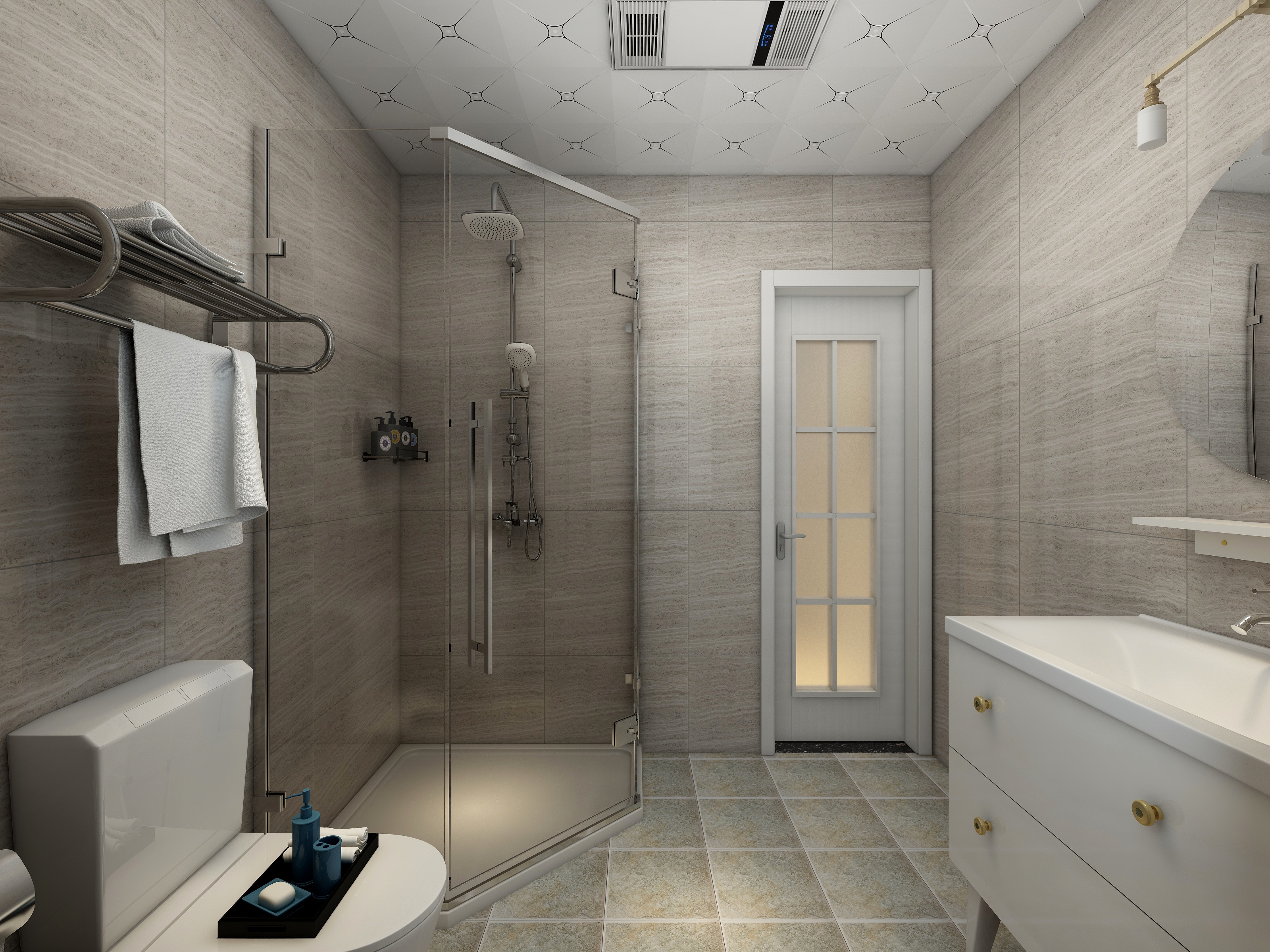 李立猛-现代简约三居室一层主卫生间装修效果图第1张