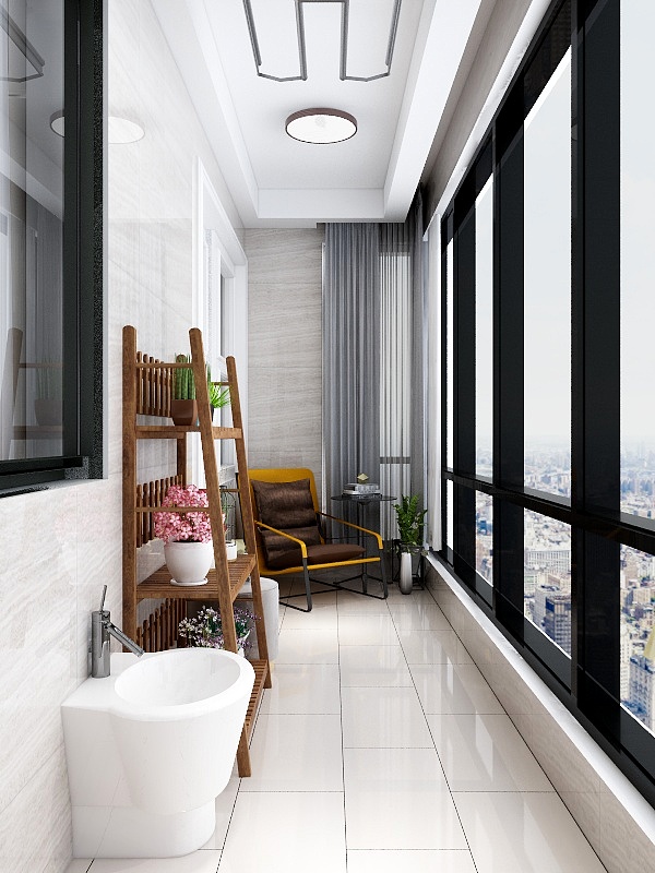 朱晨希-162㎡简美两居一层阳台装修效果图第2张