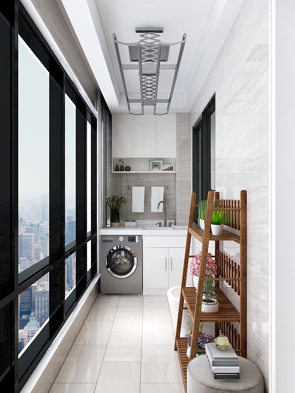 朱晨希-162㎡简美两居一层阳台装修效果图第4张