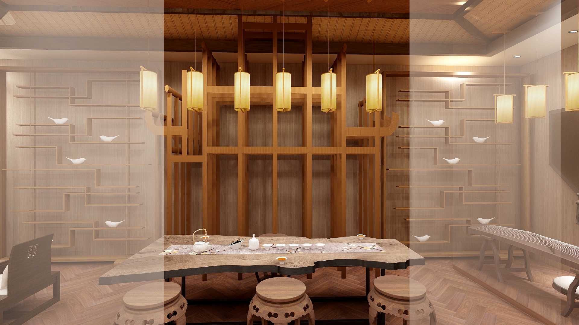 182****9160fGRF-洞经古乐展示厅与休闲茶室一层茶室装修效果图第1张