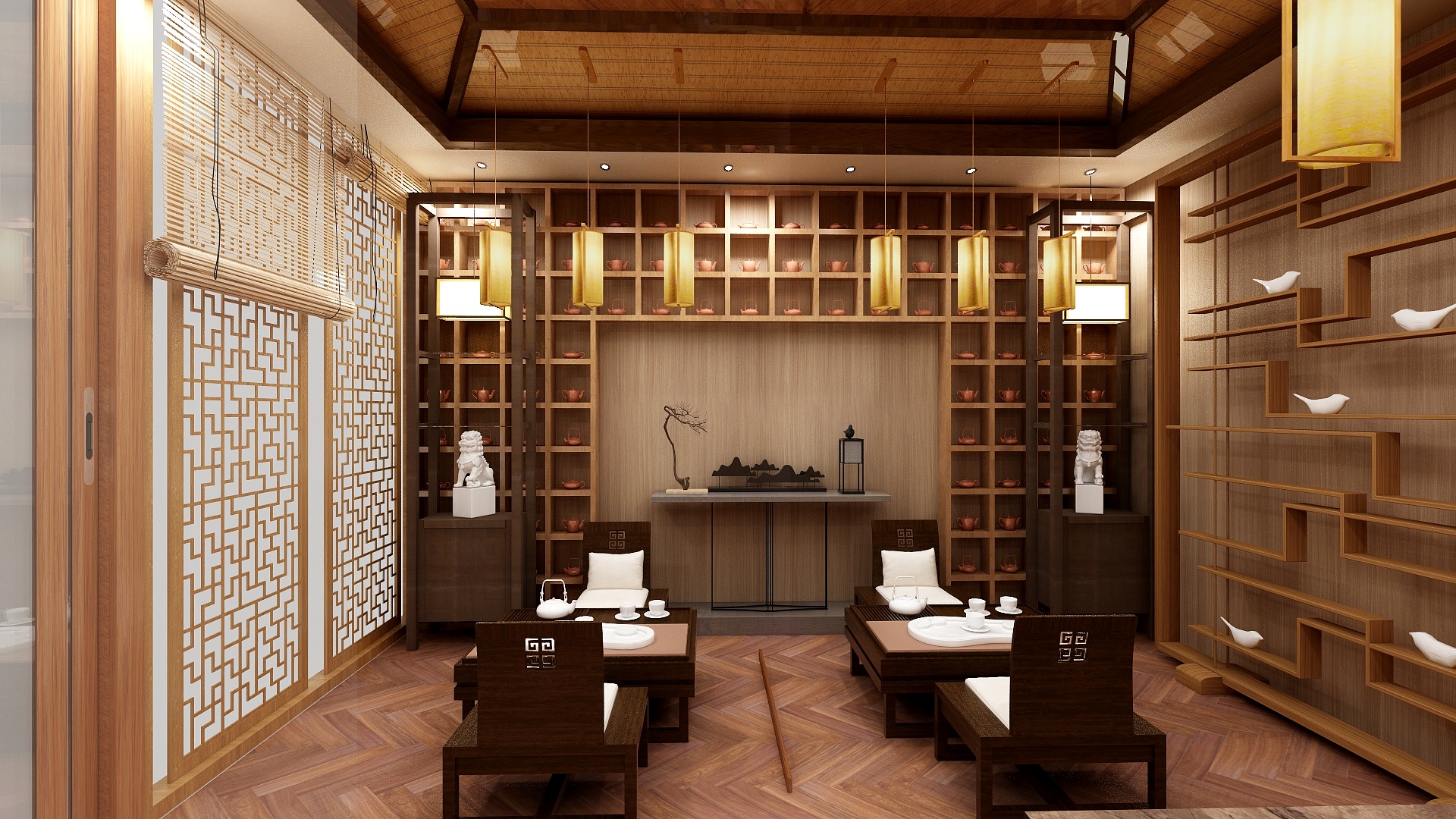 182****9160fGRF-洞经古乐展示厅与休闲茶室装修效果图