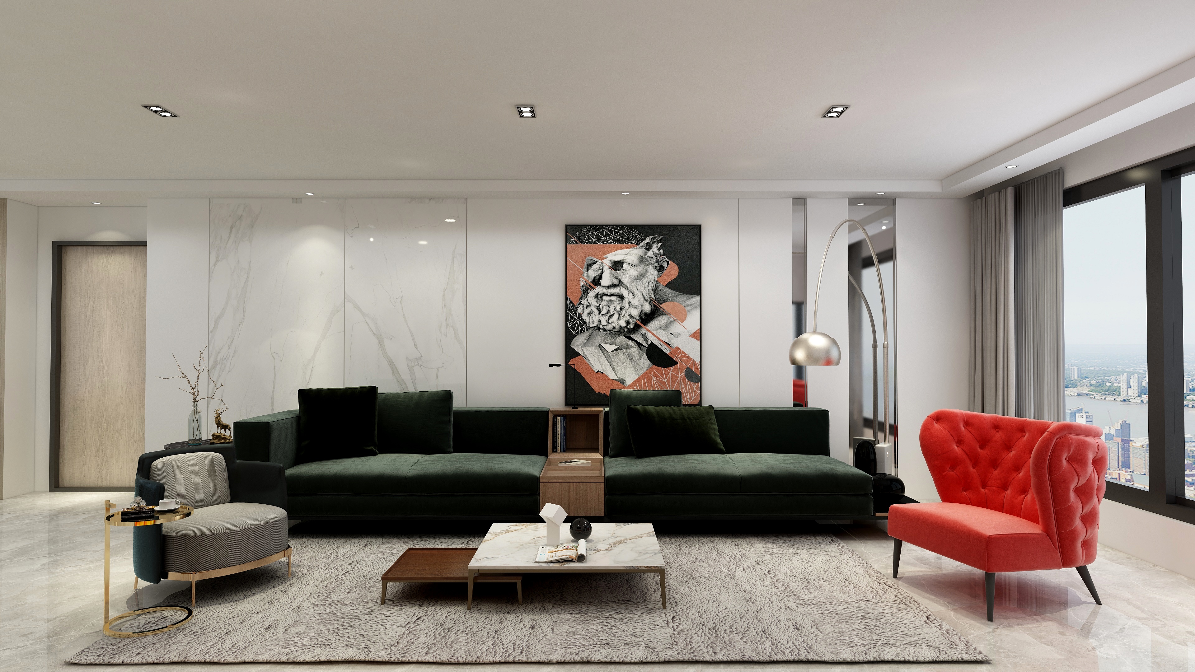 undefined-231㎡现代极简三居装修效果图