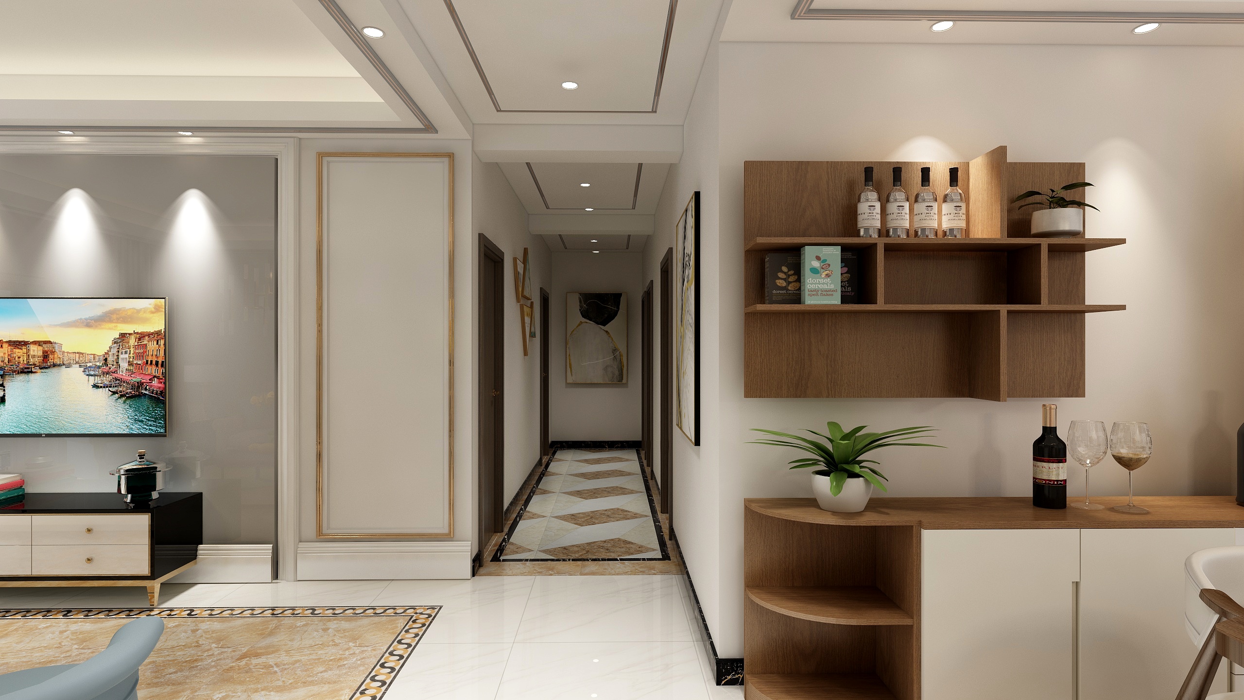 企点视觉效果图-碧桂园・中央公馆142.00㎡-副本-副本-装修设计方案