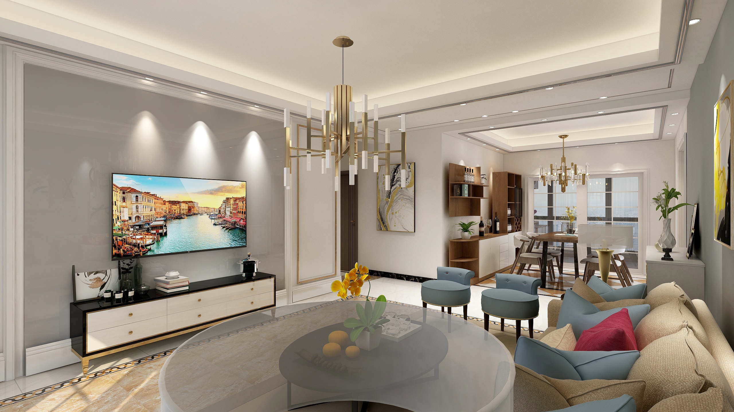 企点视觉效果图-碧桂园・中央公馆142.00㎡-副本-副本-副本-副本-装修设计方案