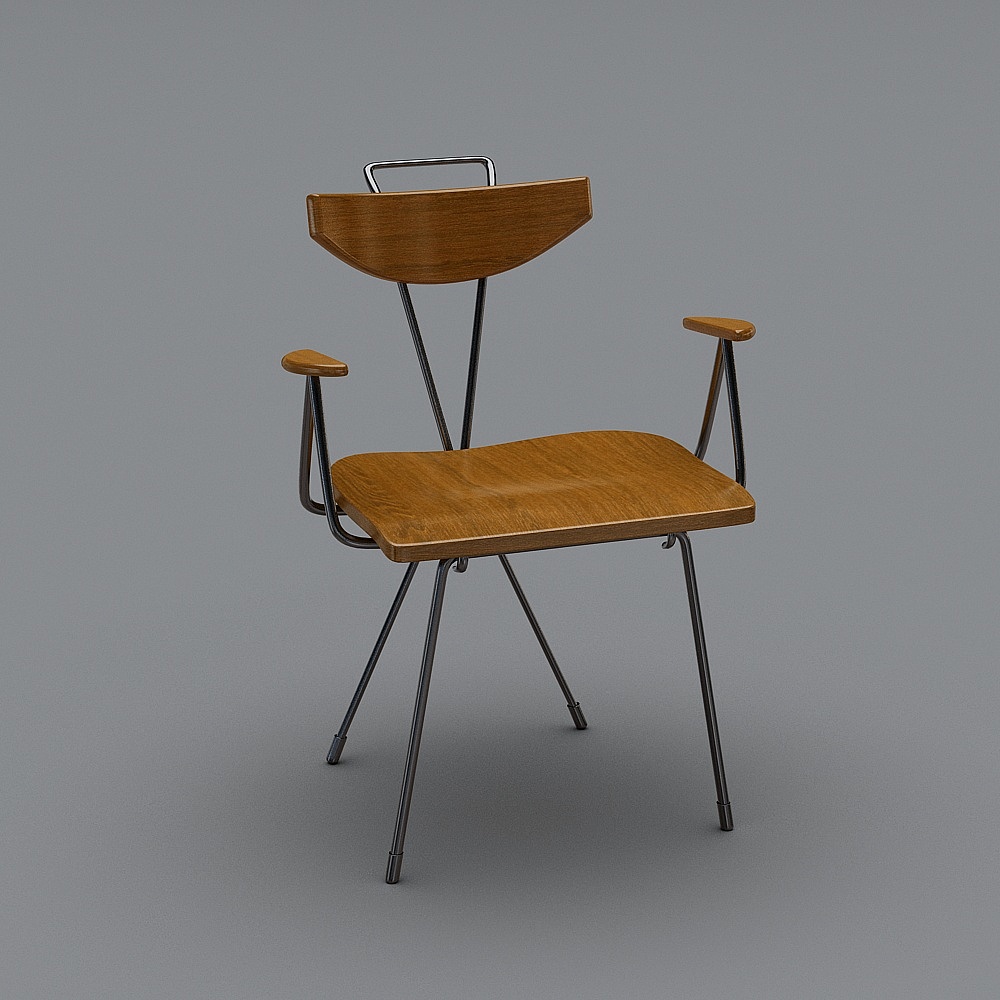 ins椅子现代简约铁艺北欧创意餐厅休闲靠背椅成人家用设计师餐椅3D模型