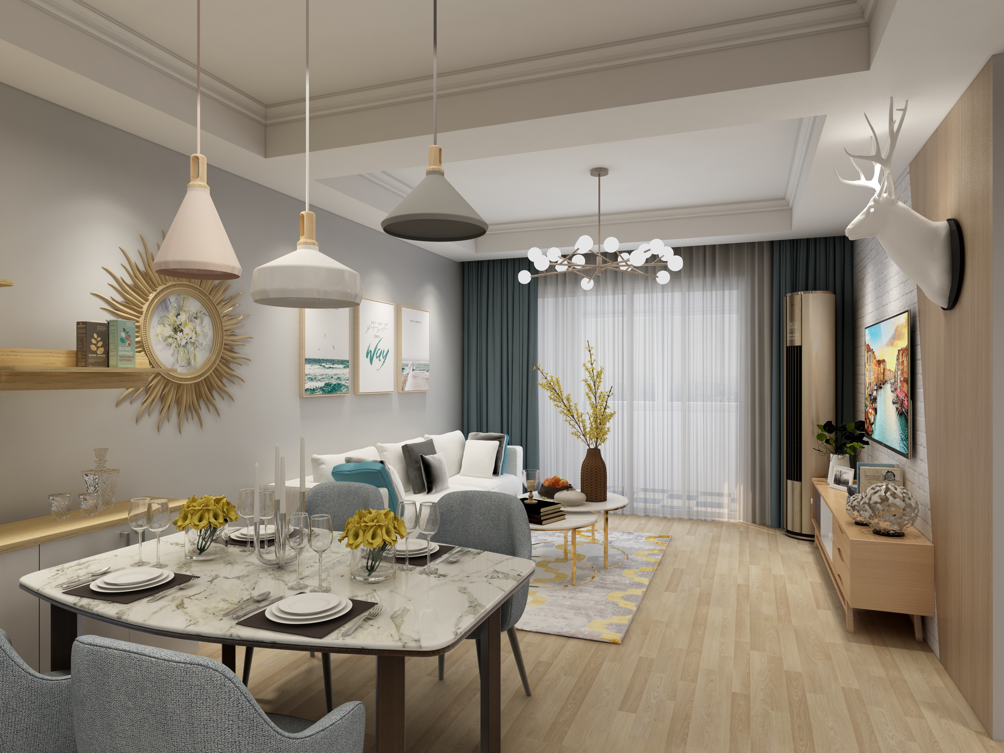 成霖空间设计朱亮-景瑞荣御蓝湾95.00㎡三期1-602-装修设计方案