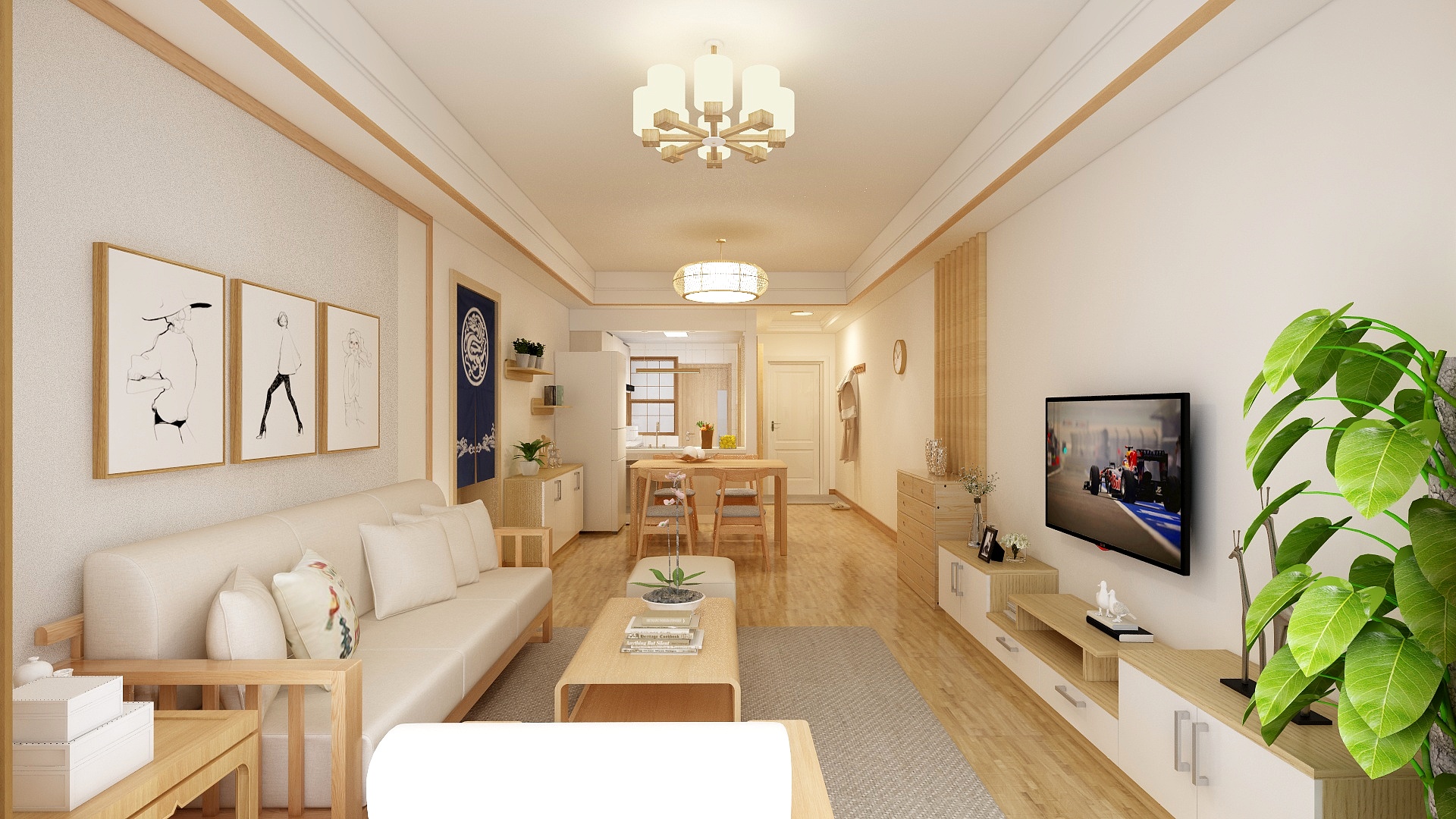 Maruk0-80方日式两居一层茶室装修效果图第1张