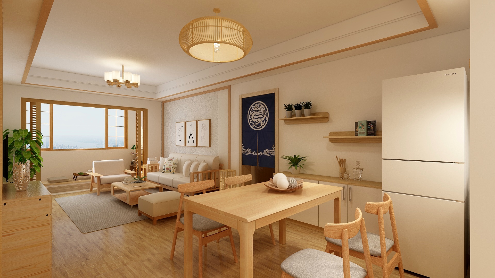 Maruk0-80方日式两居一层客餐厅装修效果图第2张