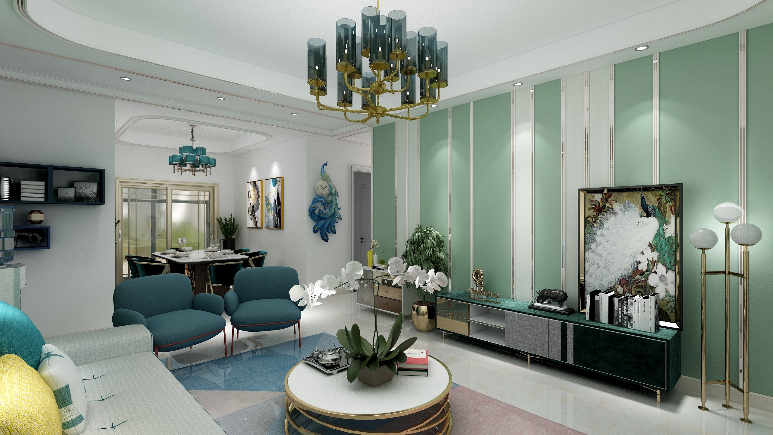 王亚丽名匠装饰设计师助理-华颐和苑邓总-孔雀绿--装修设计方案