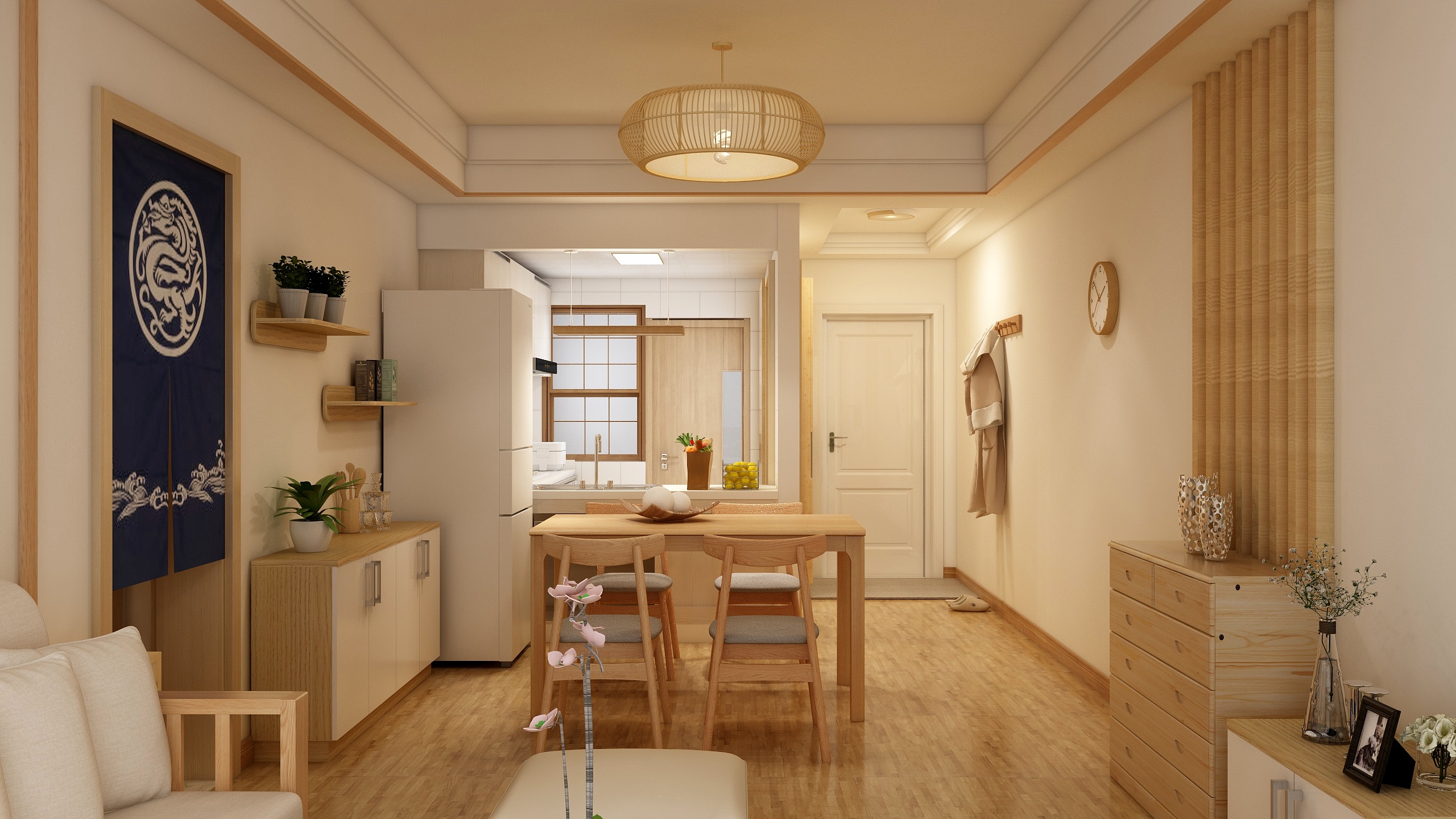 Maruk0-80方日式两居一层客餐厅装修效果图第1张