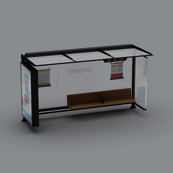 Modern Bus Platform 3D Model in Black