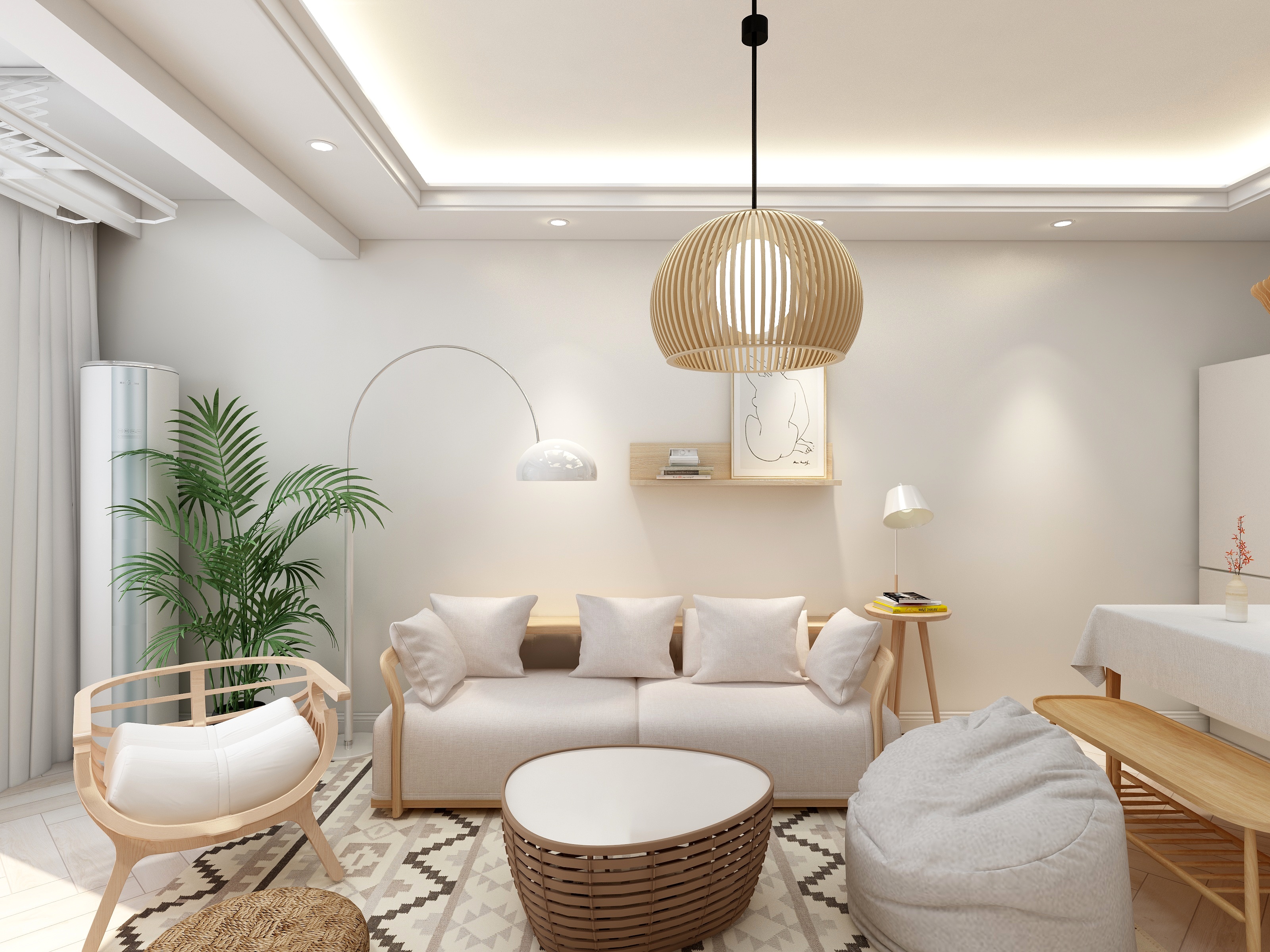 李青越-66方北欧两居一层客餐厅装修效果图第2张