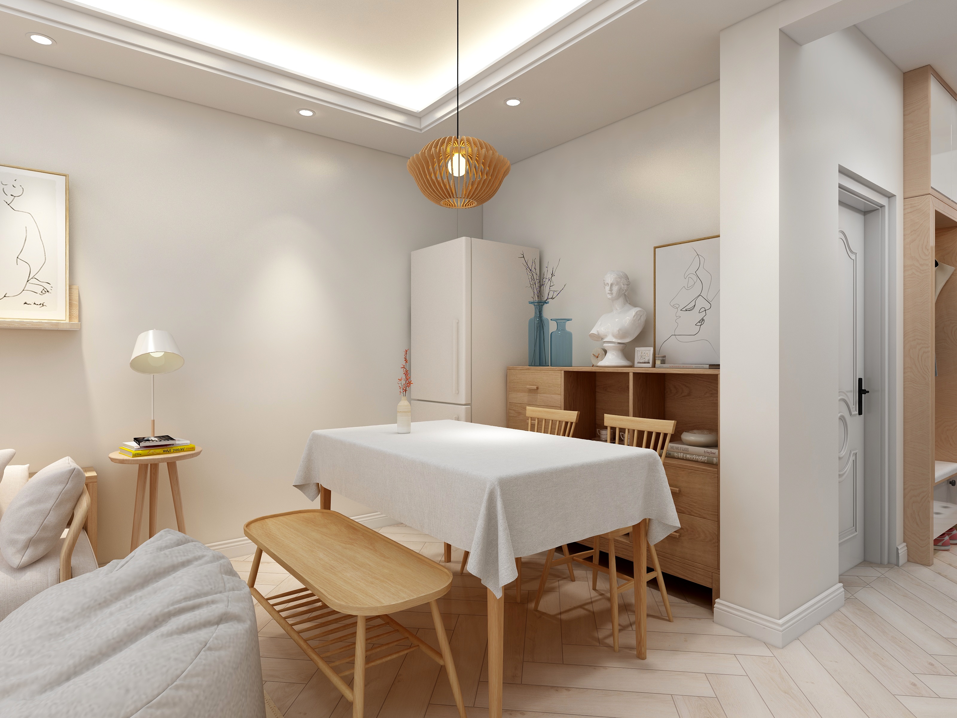 李青越-66方北欧两居一层客餐厅装修效果图第3张