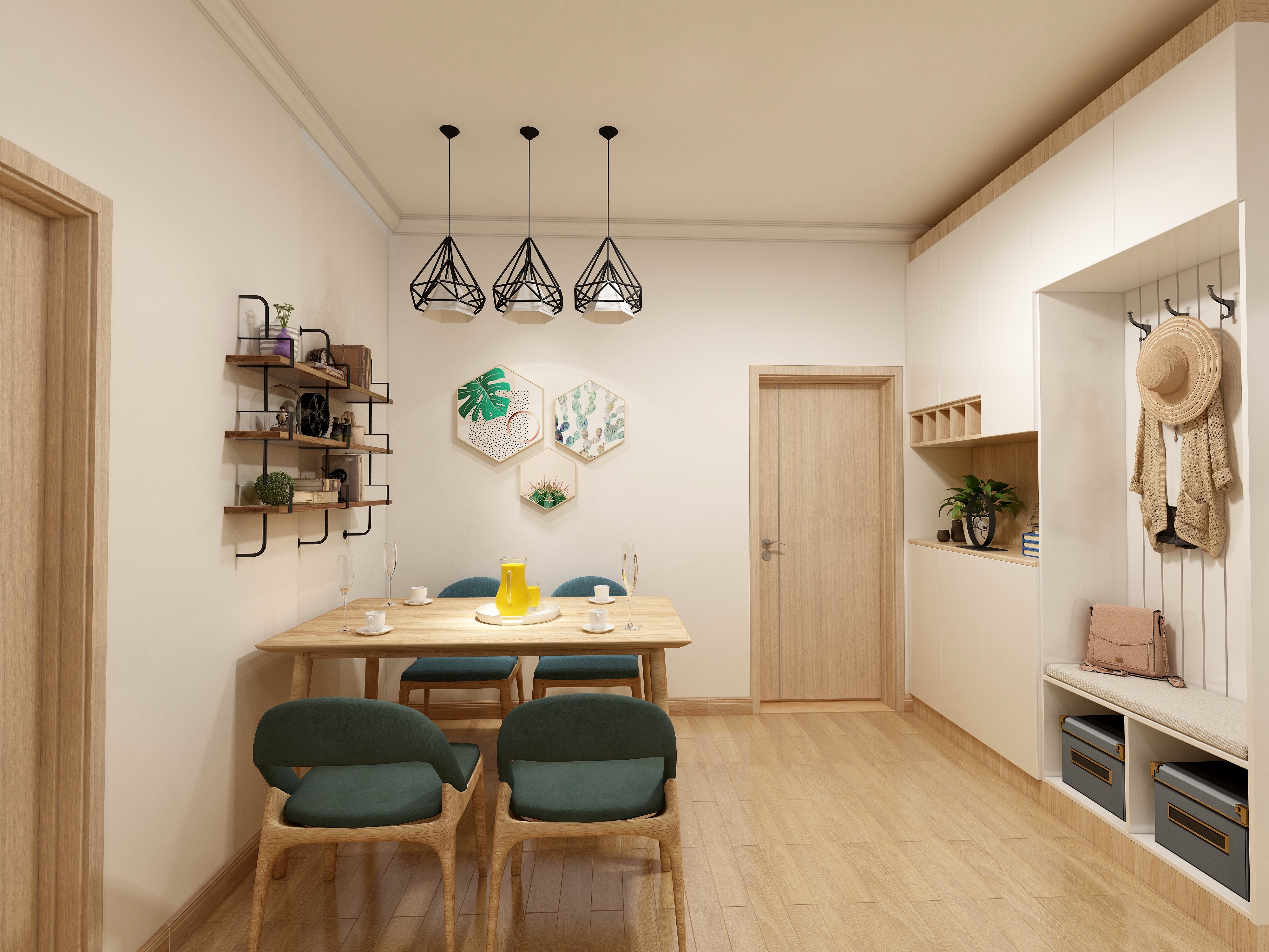 大竹来斯奥-86方北欧二居一层客餐厅装修效果图第2张