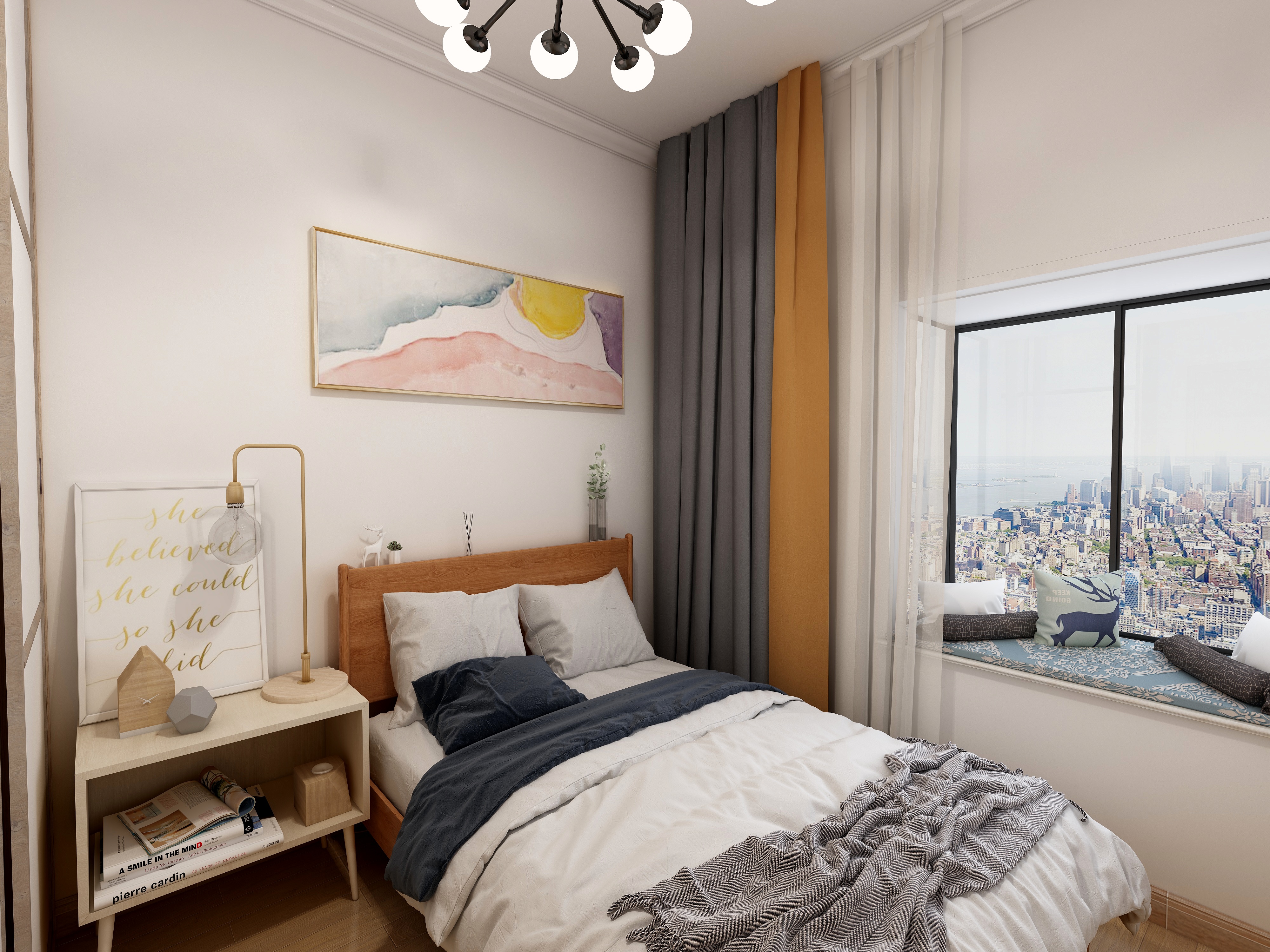 大竹来斯奥-86方北欧二居一层次卧装修效果图第1张