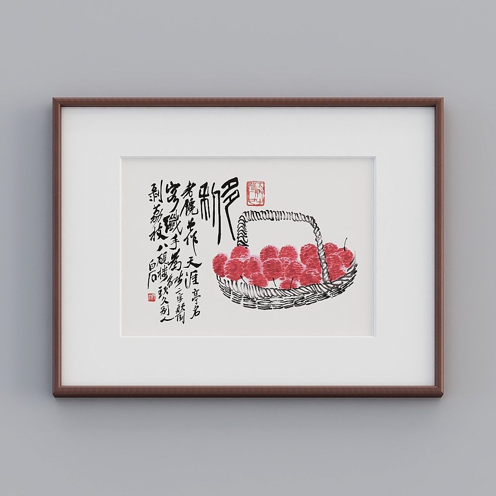 齐白石新中式餐厅挂画歺厅饭厅水果装饰画客厅墙壁画国画版画twhpp-zs-gg-sk-1