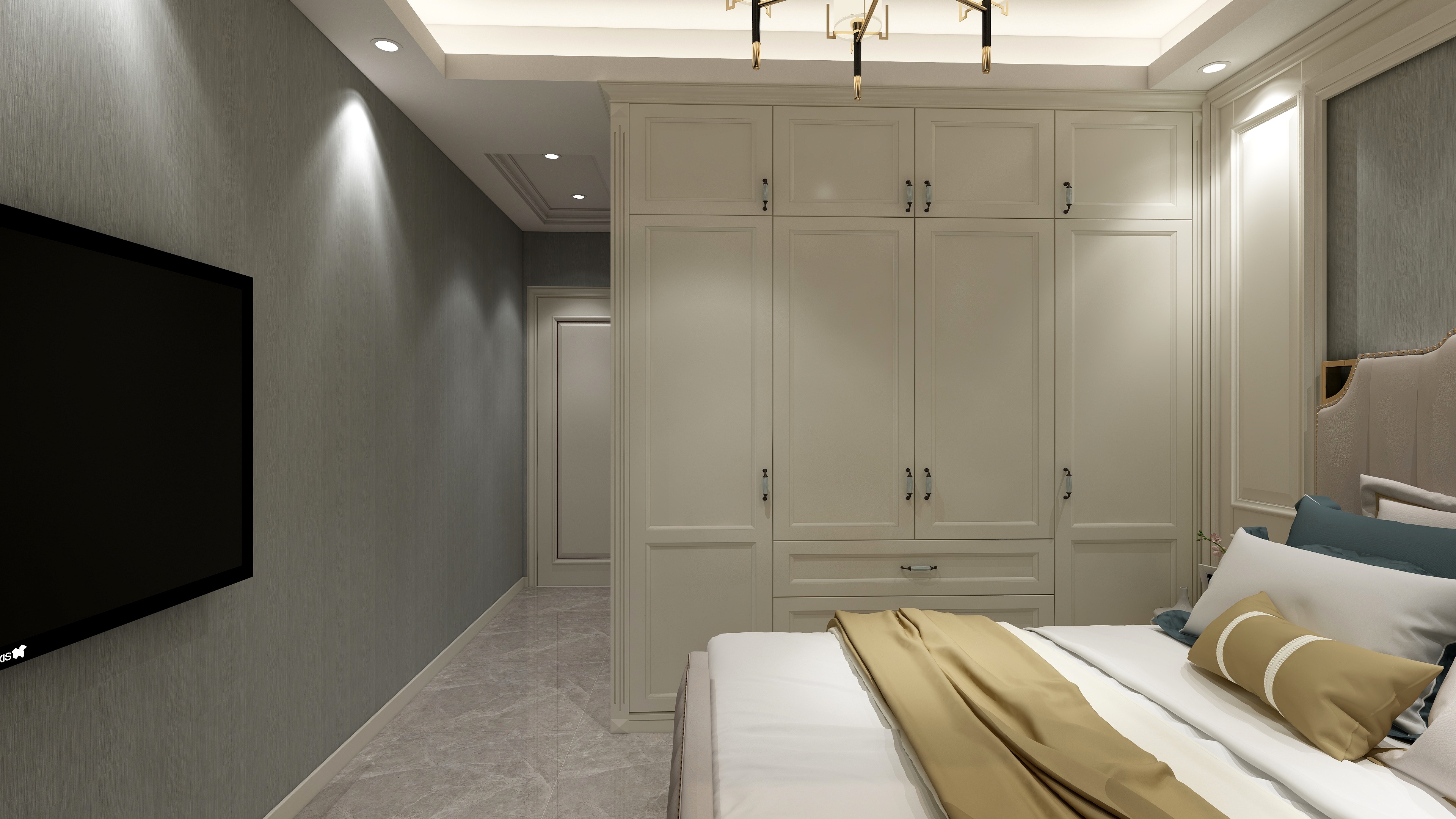 131****7800-135㎡简欧三居一层主卧装修效果图第1张