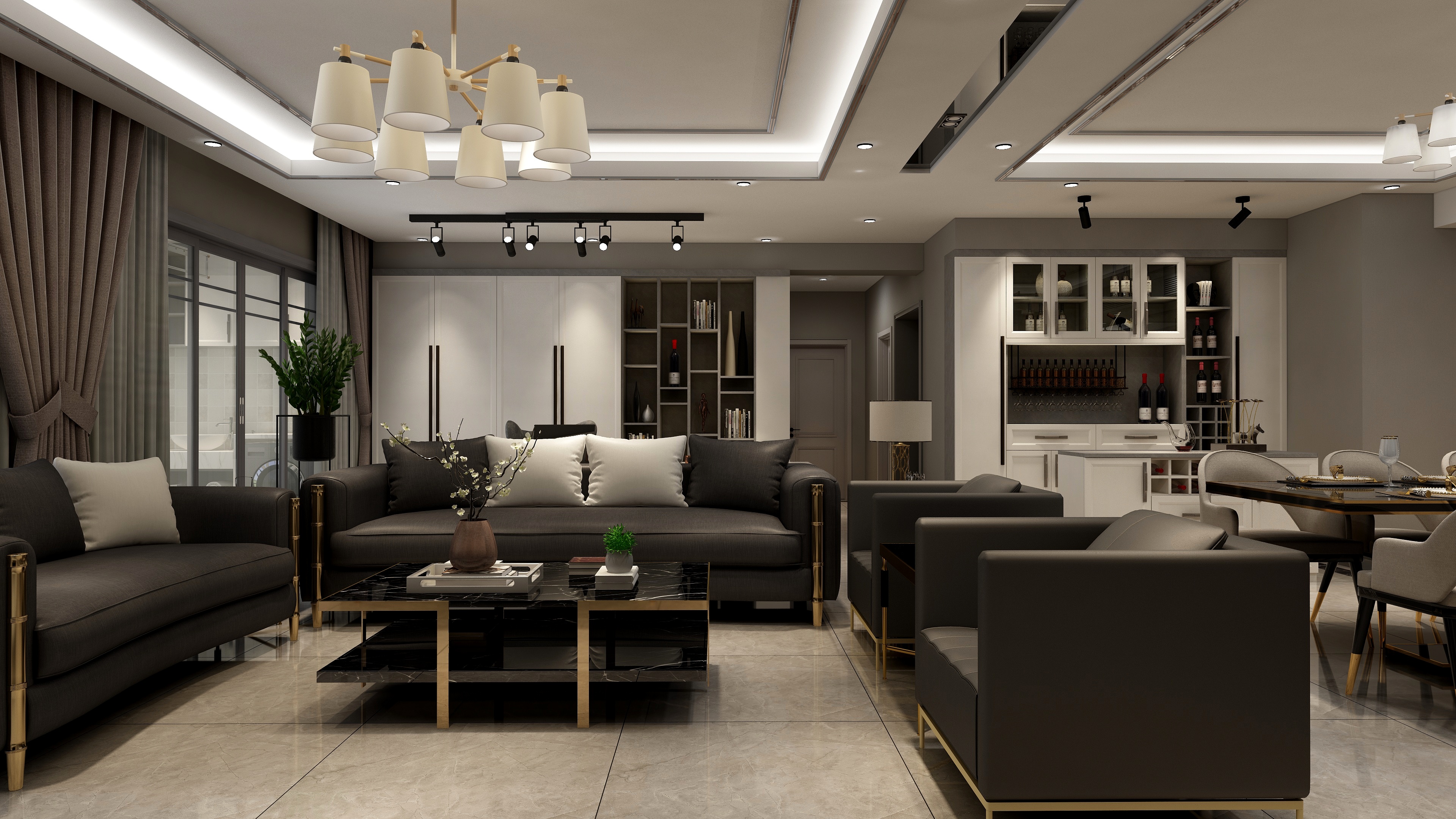 KUJIELE-238㎡自由轻中式四居装修效果图