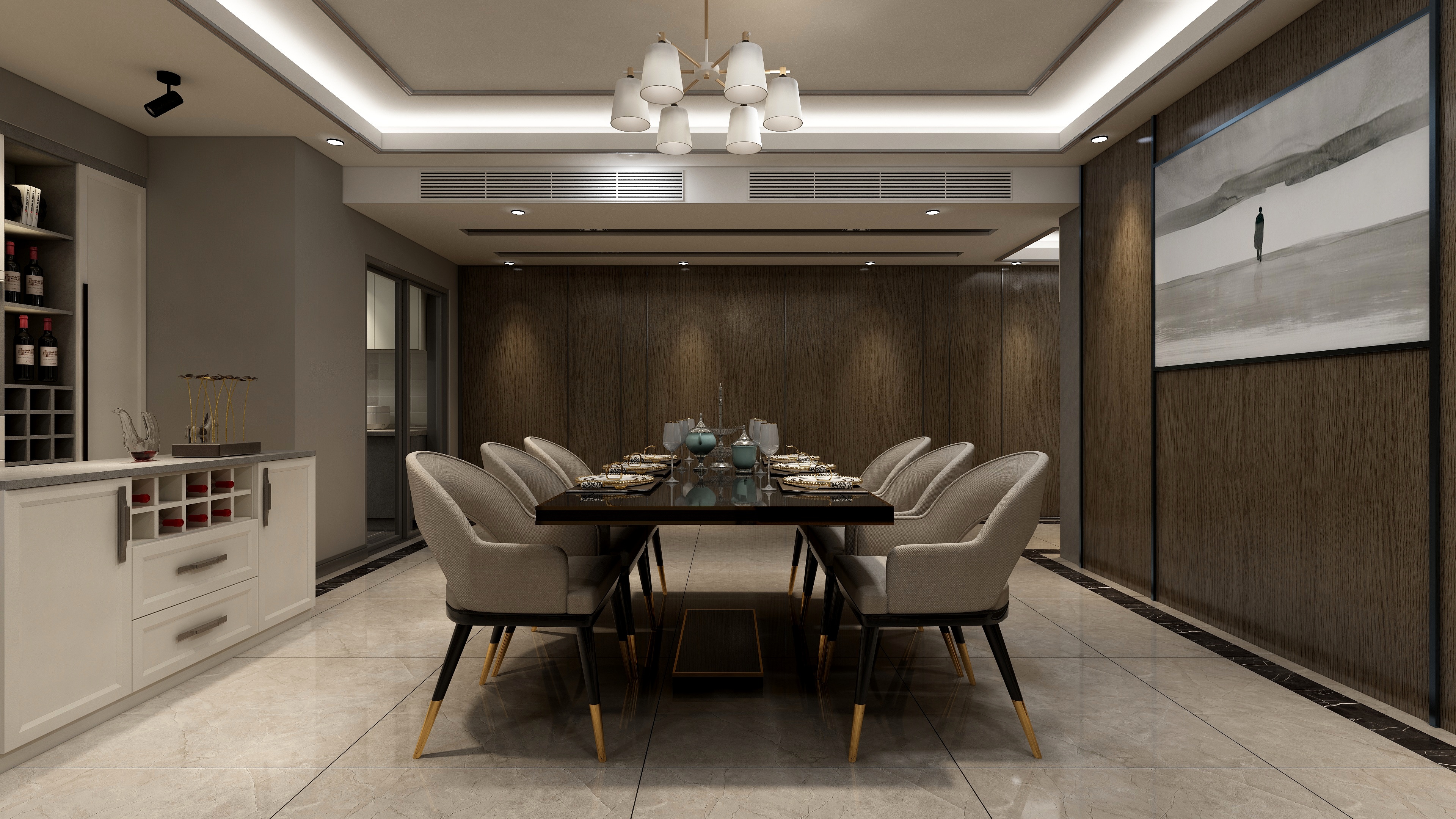 KUJIELE-238㎡自由轻中式四居装修效果图