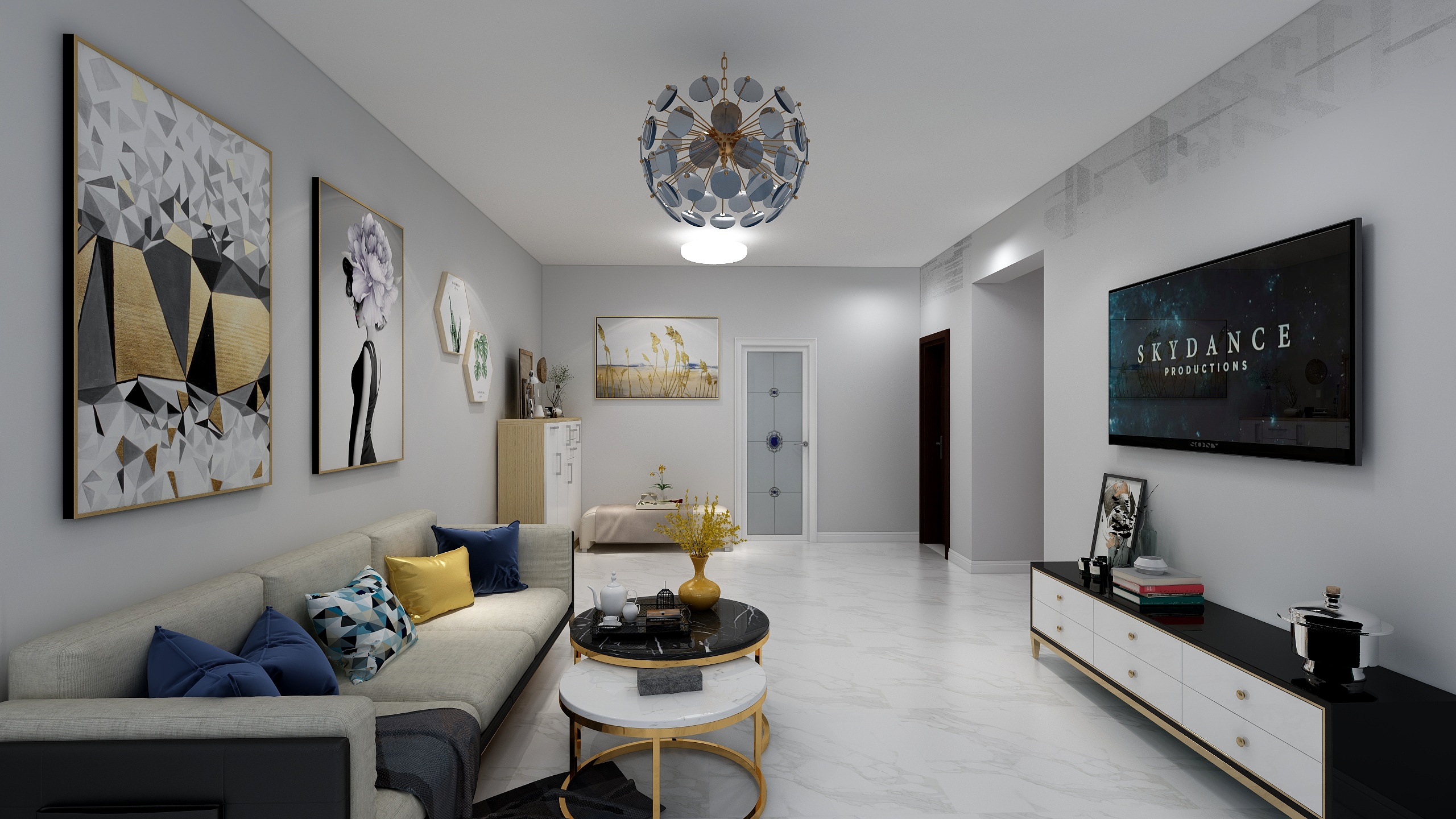 水乔东-御笔华庭88.00㎡5号楼1单元J户型2室2厅1卫1厨-装修设计方案