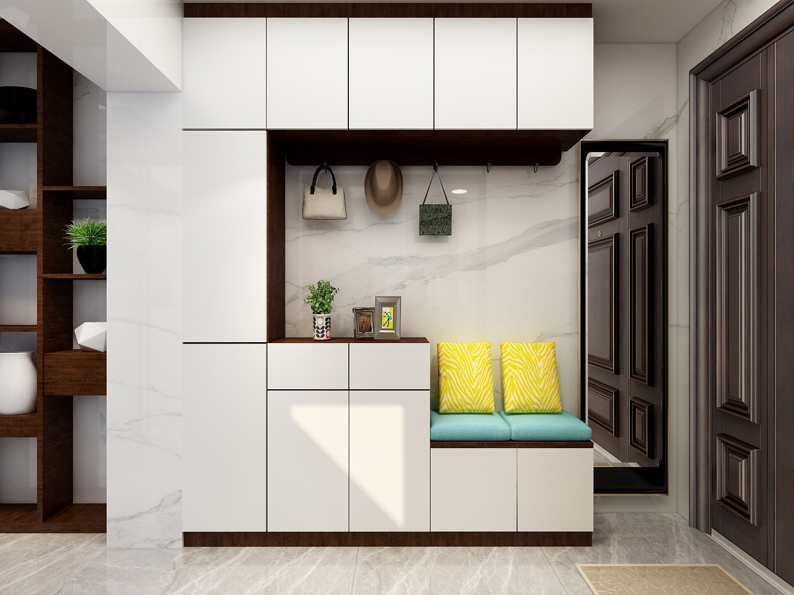 王叶辉-129方新中式三居一层玄关装修效果图第1张