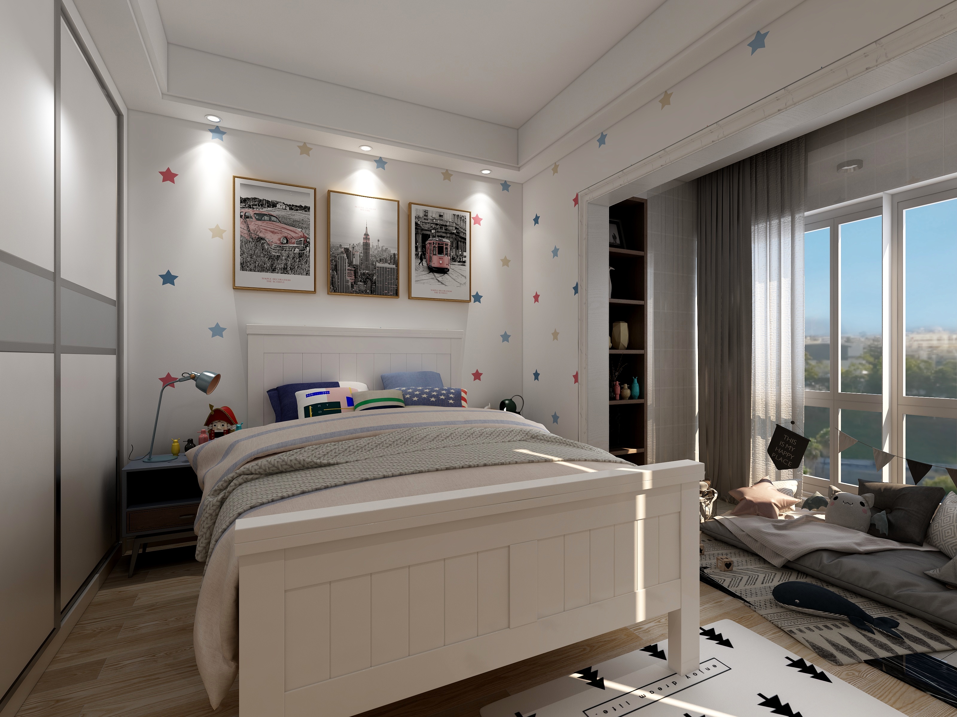 王瑛-132方北欧两居装修效果图