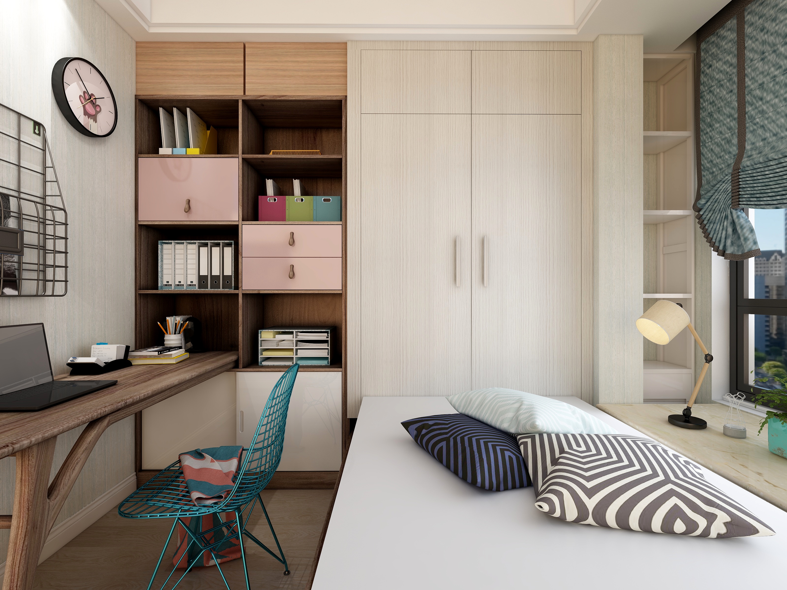 王瑛-132方北欧两居一层书房兼客卧装修效果图第1张