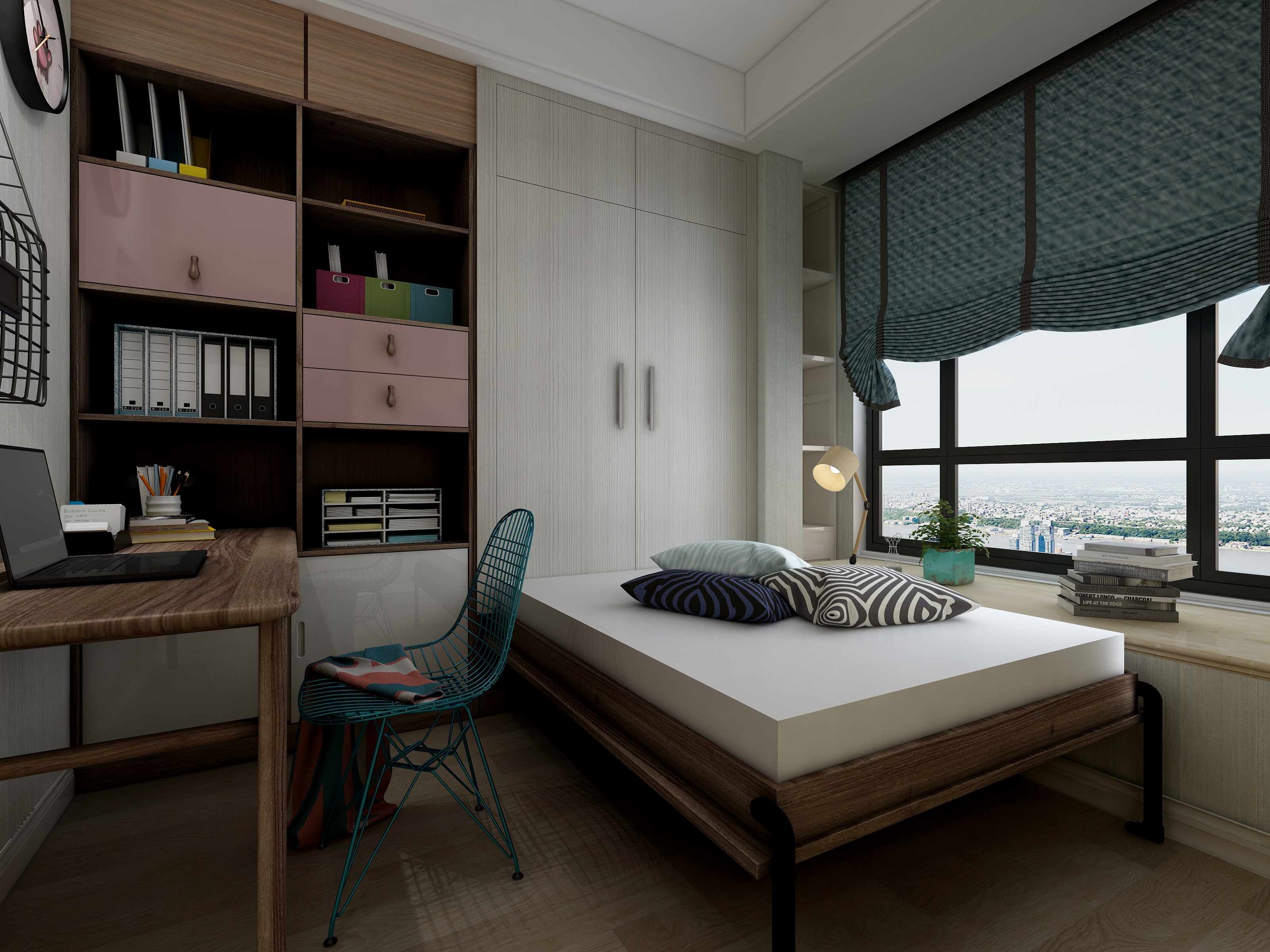 王瑛-132方北欧两居一层书房兼客卧装修效果图第2张