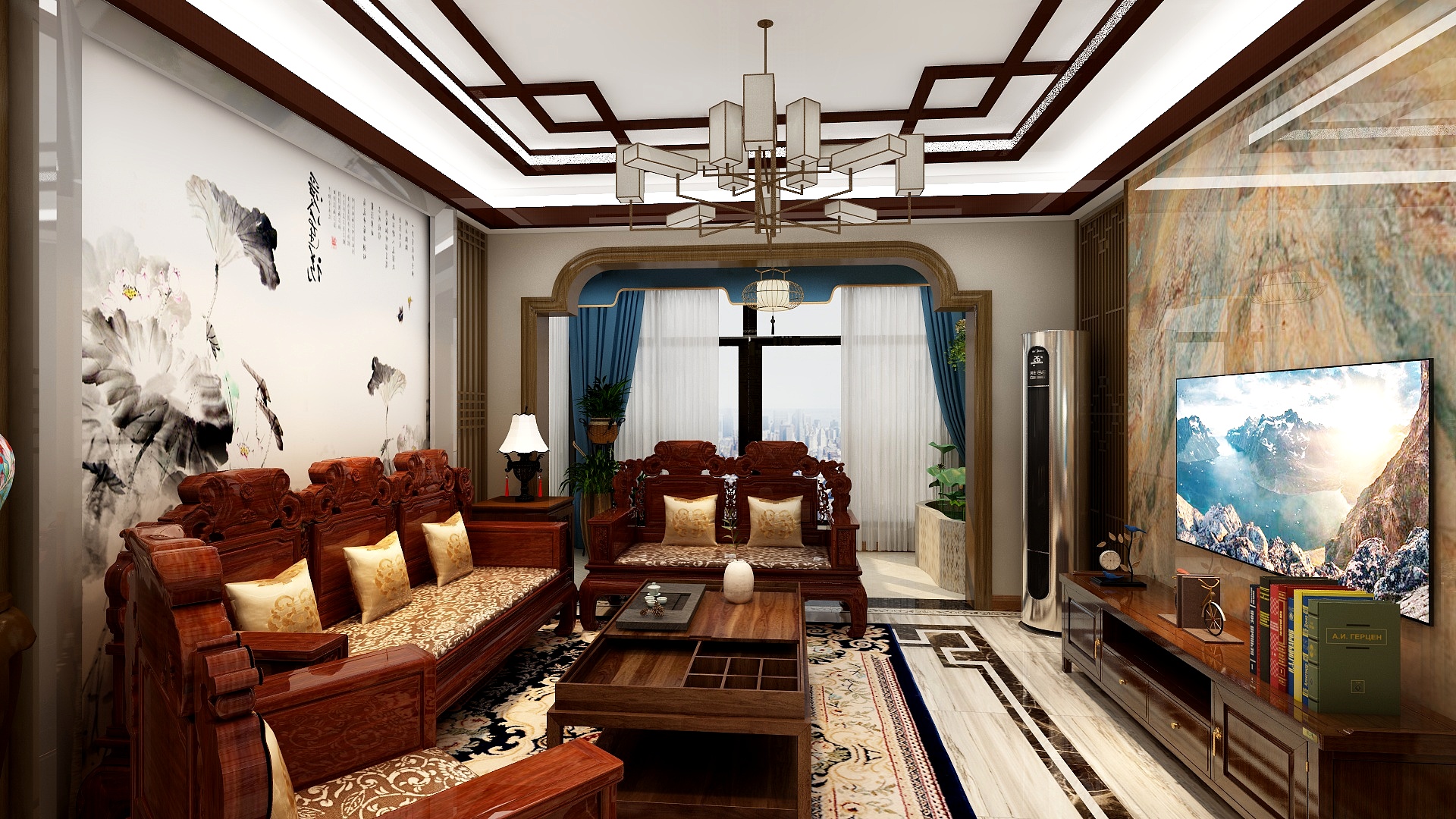 文康设计-中央大道三bC2户型图108.47中式-装修设计方案