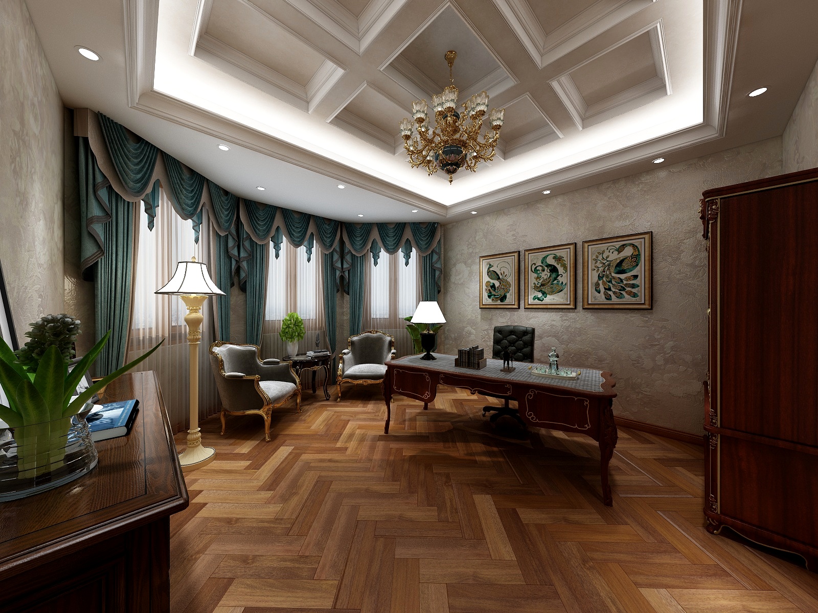 长沙尔東建筑装饰设计-自建别墅书房-装修设计方案