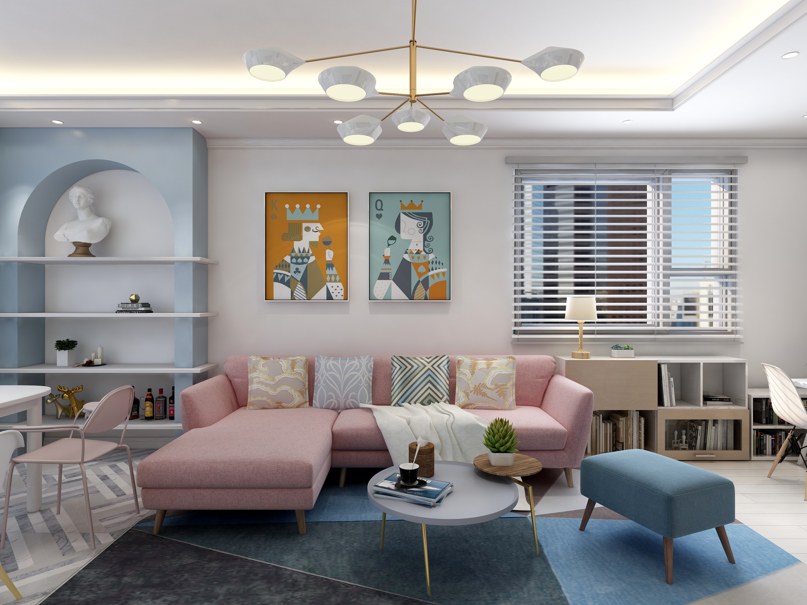 李青越-123方北欧两居一层客餐厅装修效果图第4张