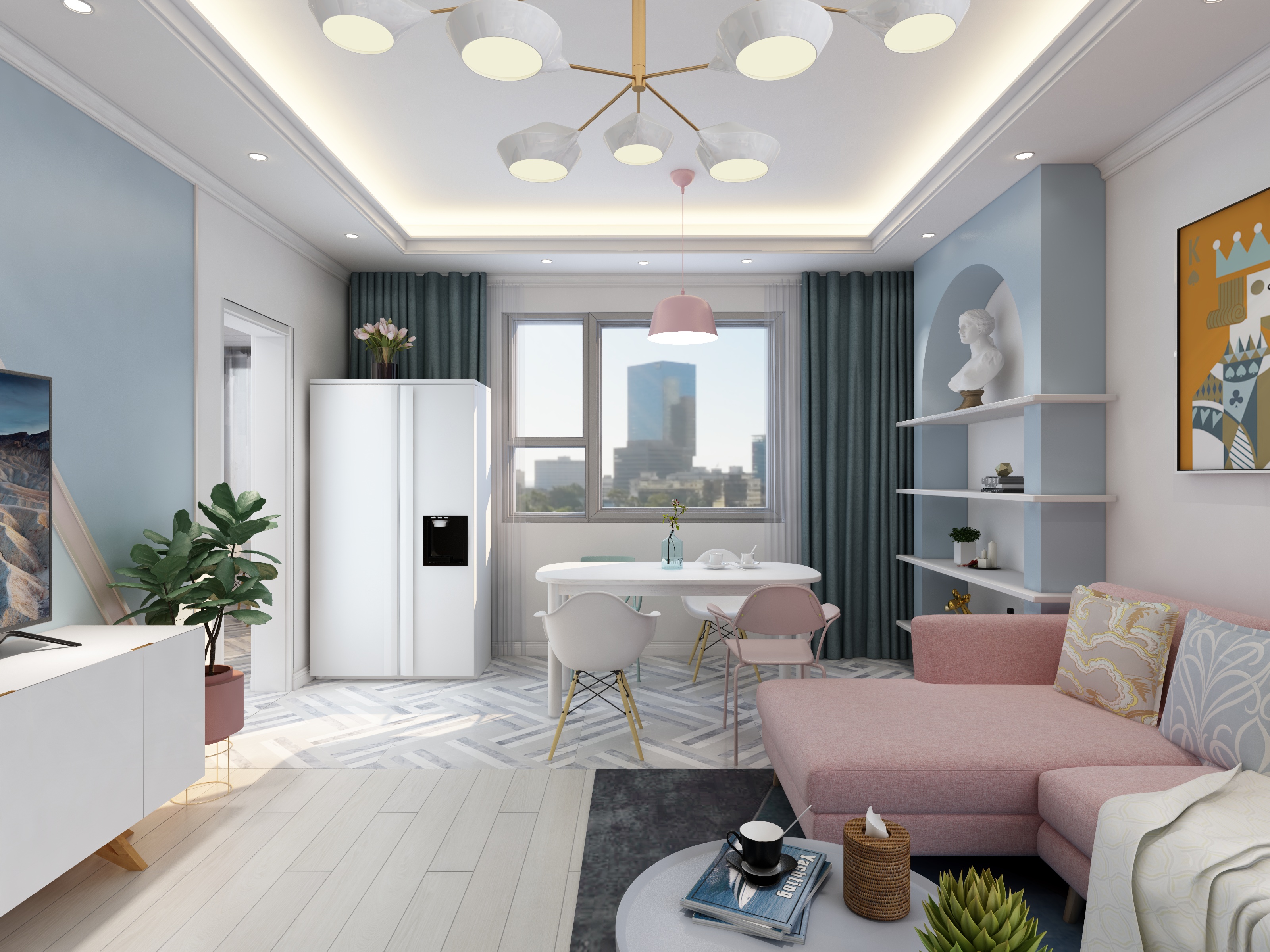 李青越-123方北欧两居装修效果图