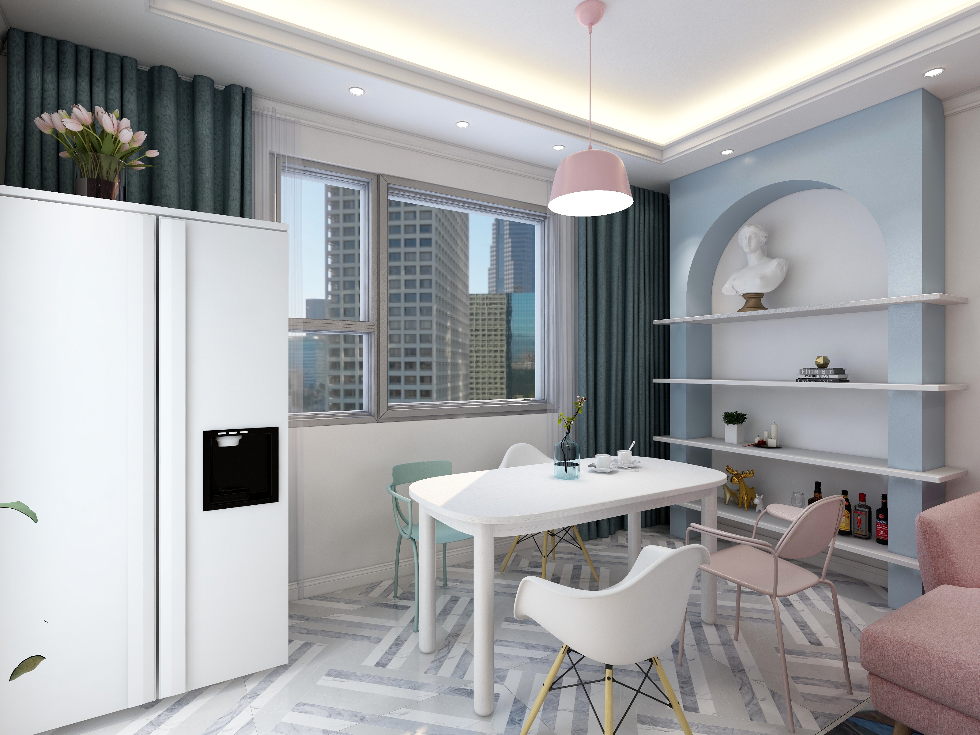 李青越-123方北欧两居一层客餐厅装修效果图第2张