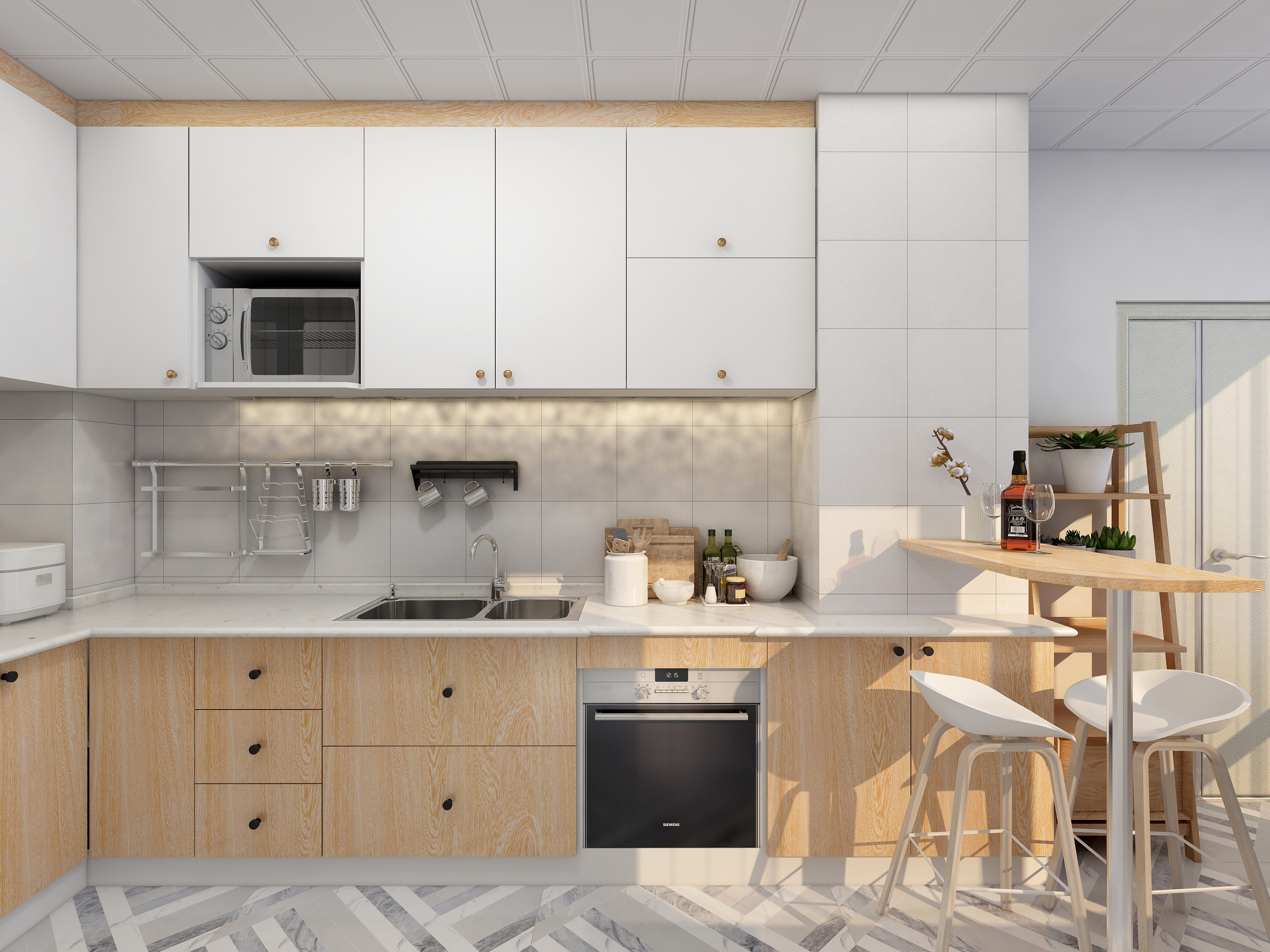 李青越-123方北欧两居一层厨房装修效果图第3张