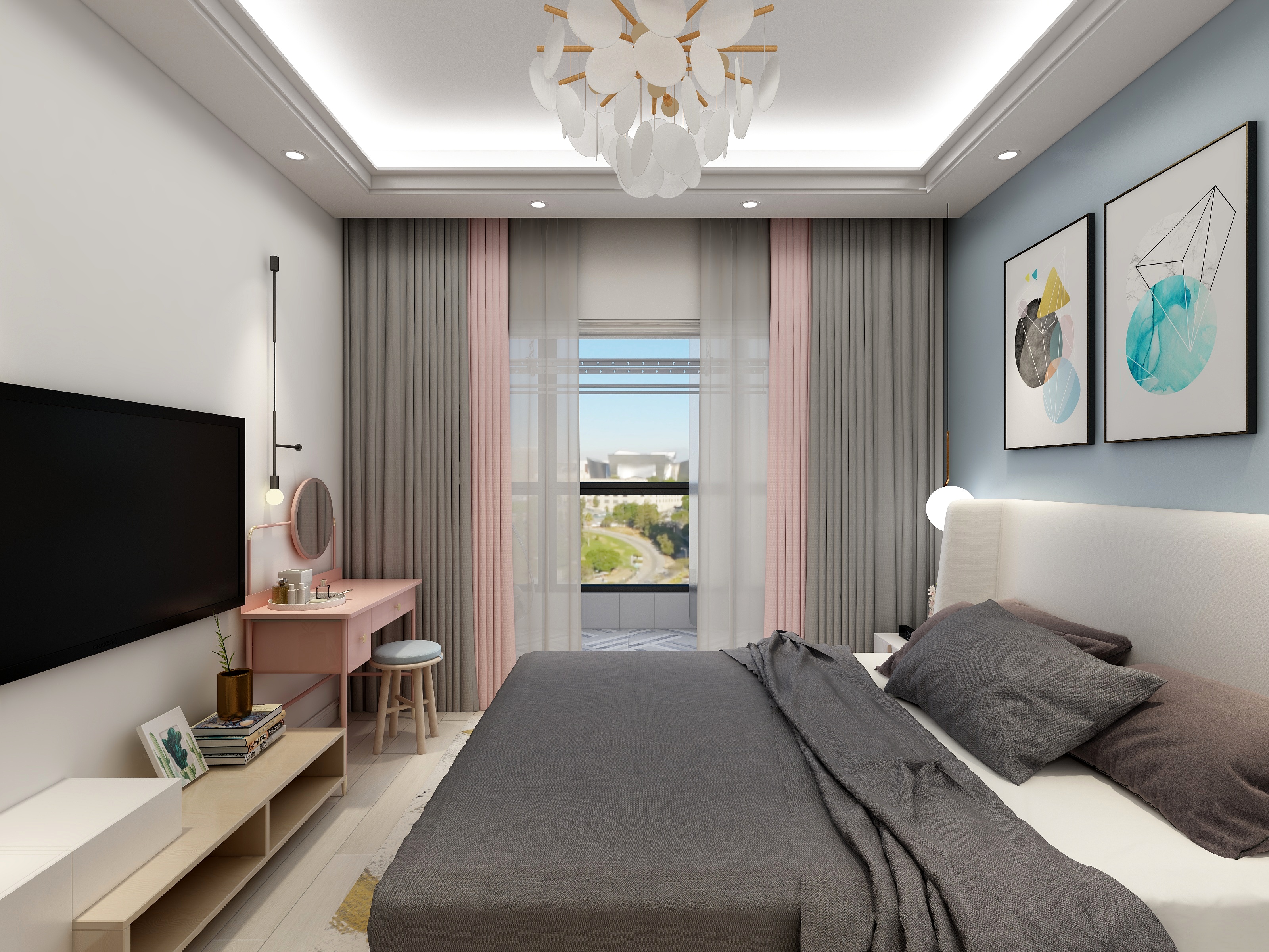 李青越-123方北欧两居一层主卧装修效果图第3张