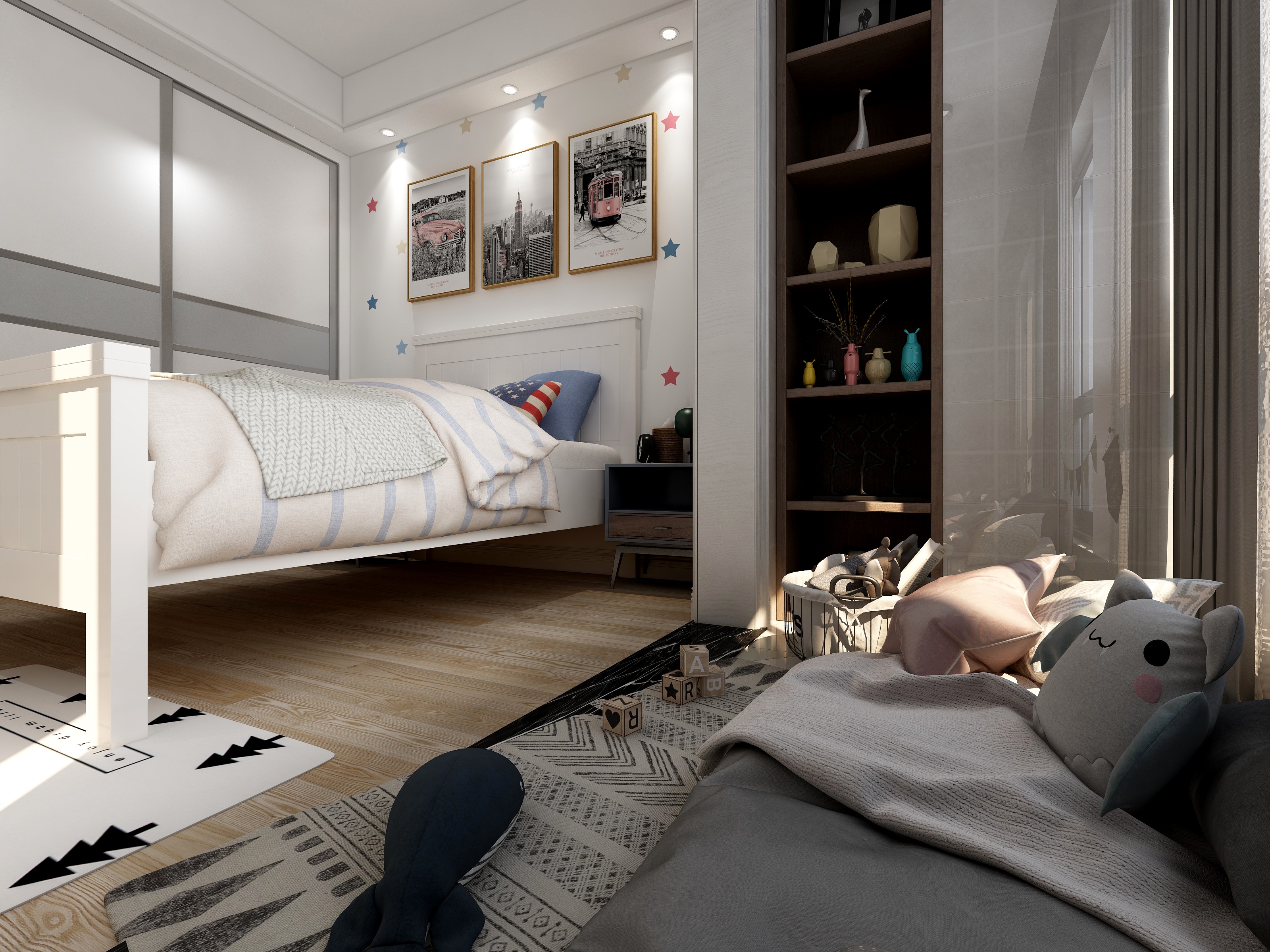 王瑛-132方北欧两居一层次卧阳台装修效果图第1张