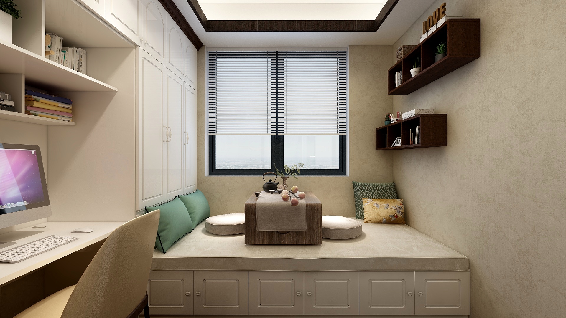 王叶辉-129方新中式三居一层书房装修效果图第2张