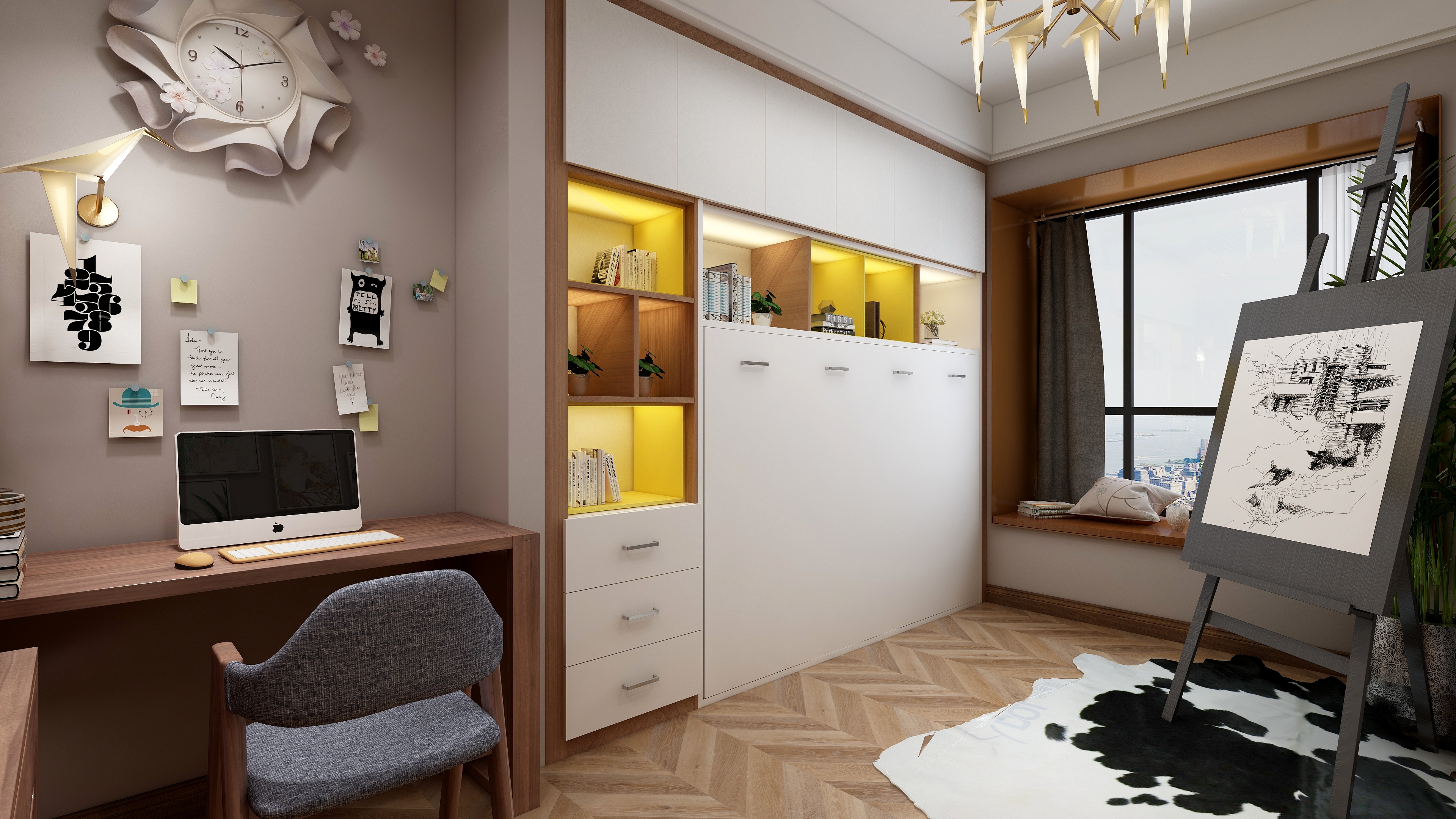 陈辉-125方北欧两居一层书房装修效果图第3张