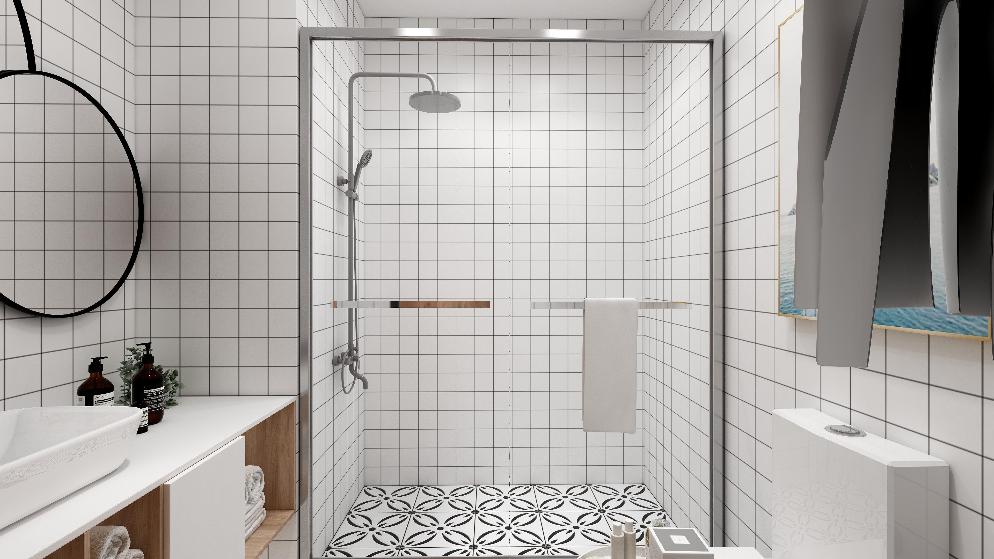 陈辉-125方北欧两居一层卫生间装修效果图第2张