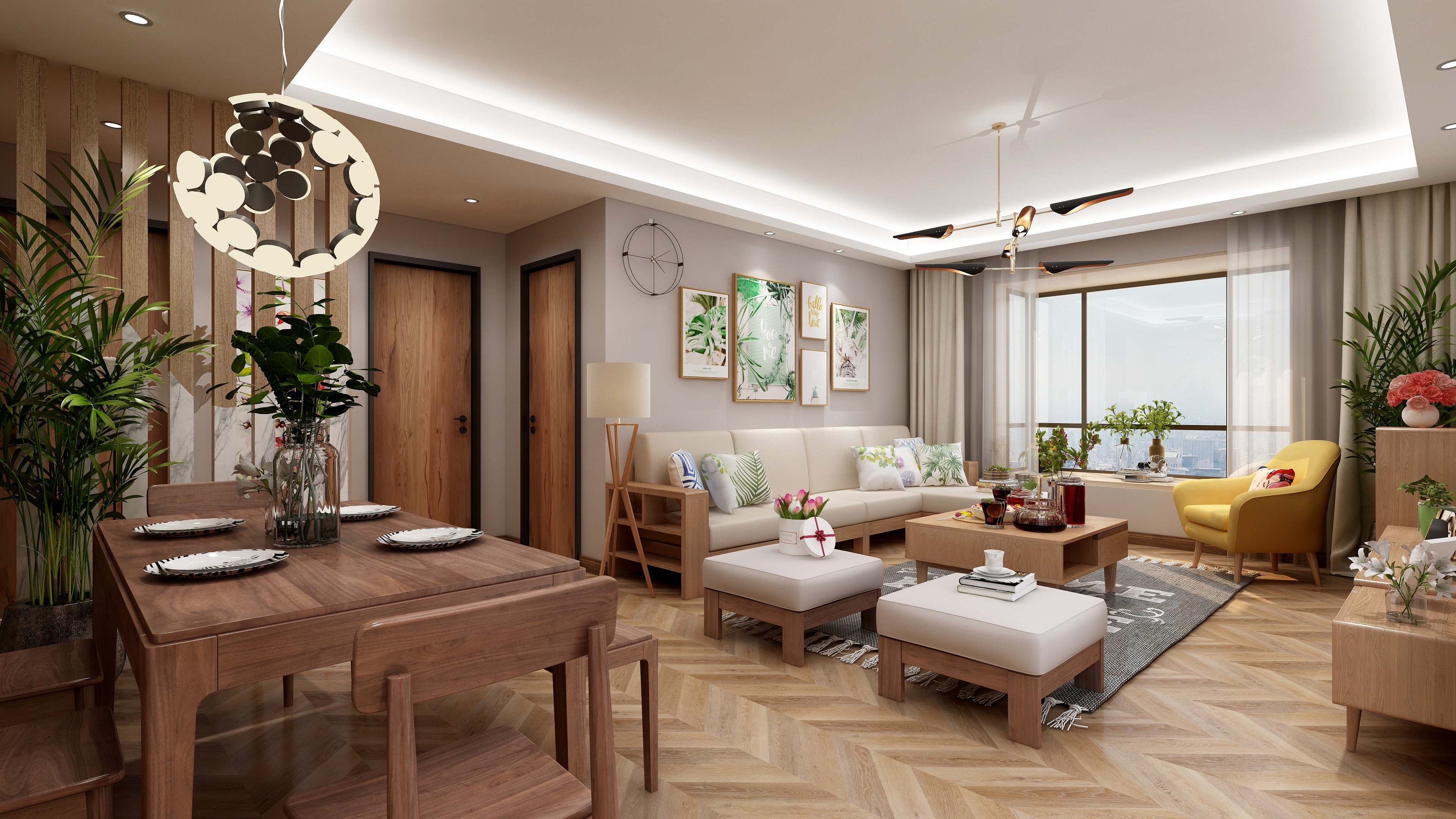 陈辉-125方北欧两居装修效果图