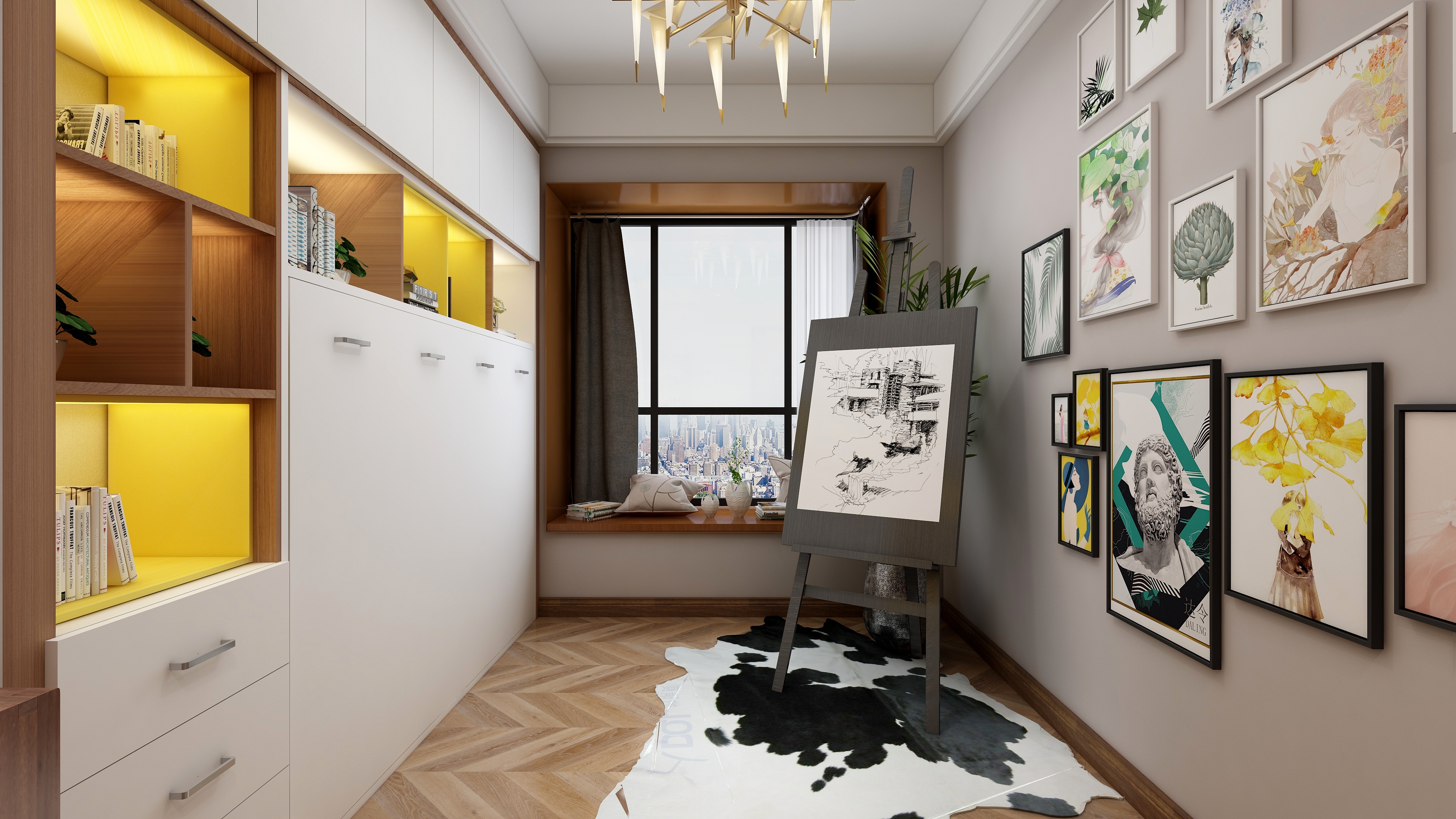 陈辉-125方北欧两居一层书房装修效果图第2张