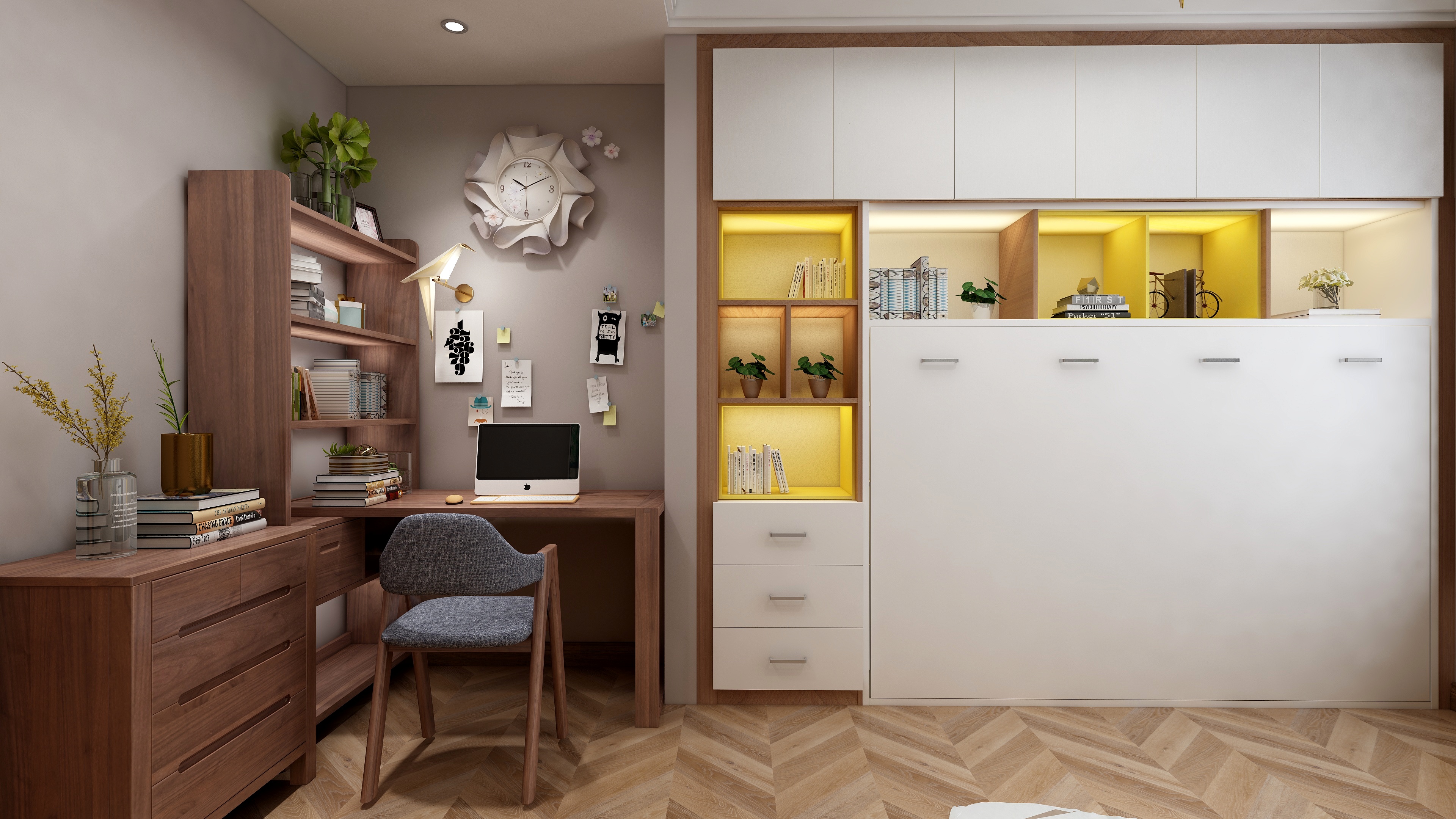 陈辉-125方北欧两居一层书房装修效果图第4张