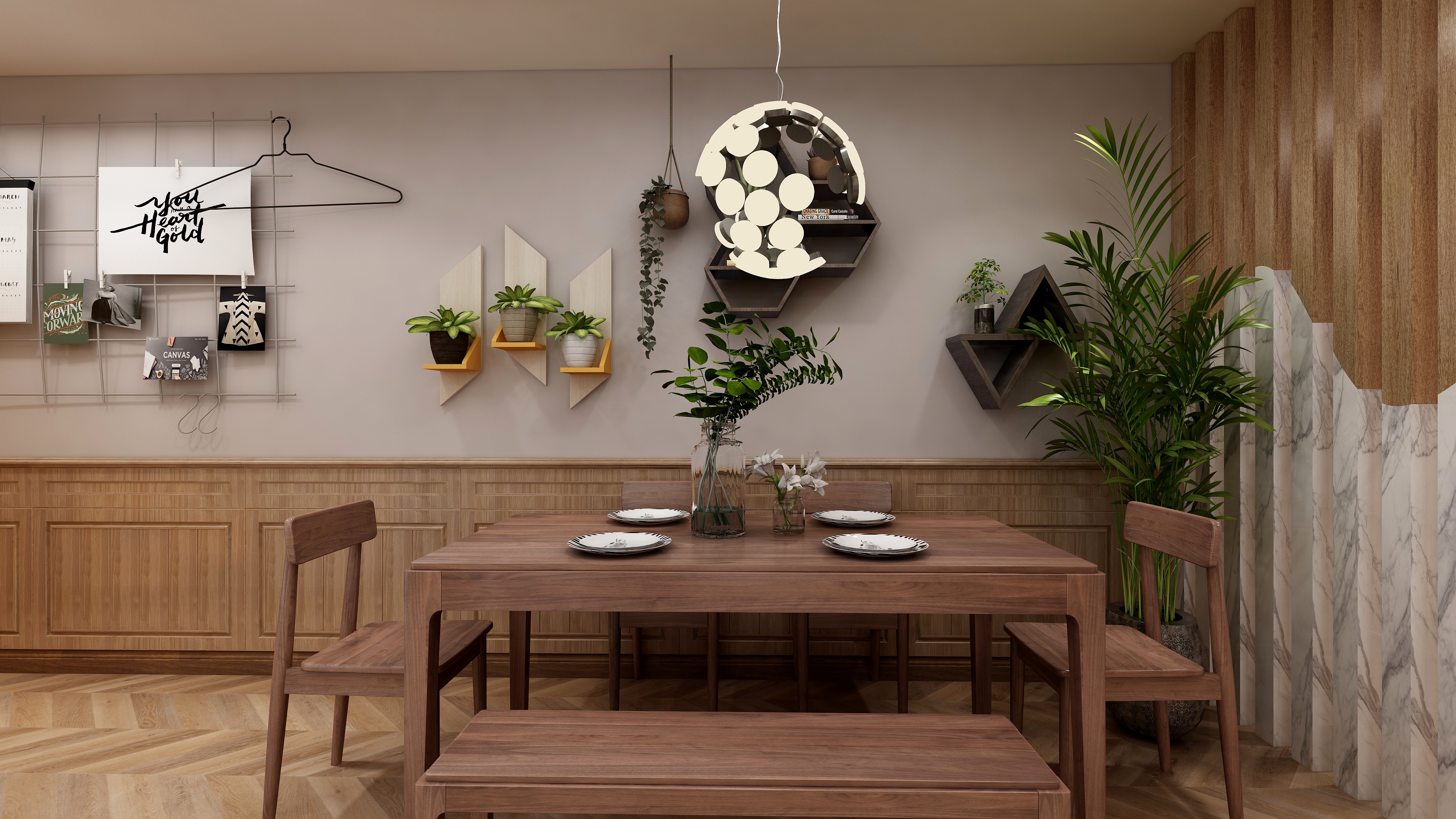 陈辉-125方北欧两居一层客餐厅装修效果图第3张