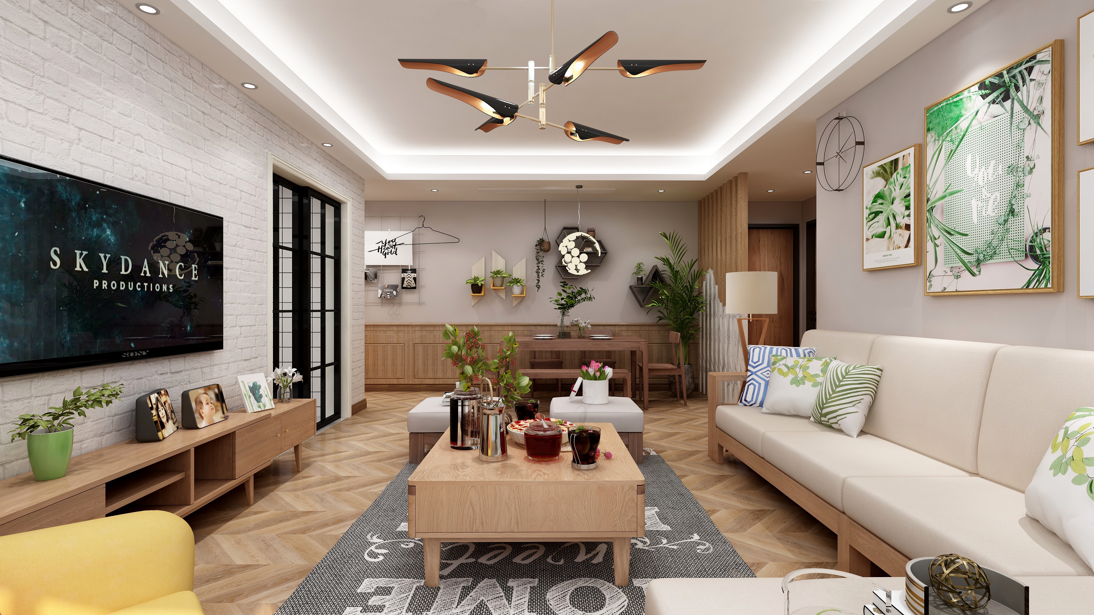 陈辉-125方北欧两居一层客餐厅装修效果图第2张