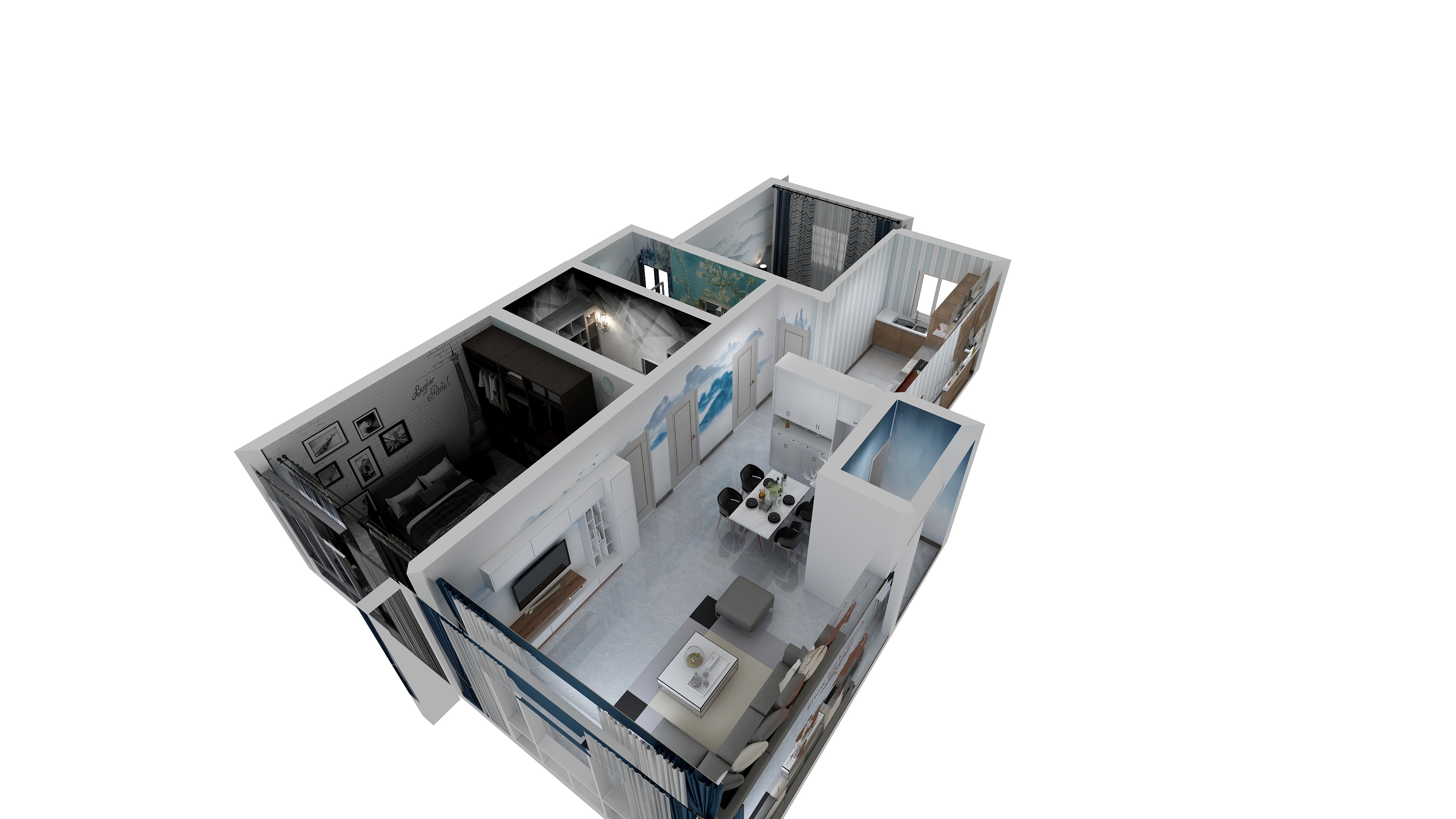 一個。-现代简约混搭北欧-装修设计方案