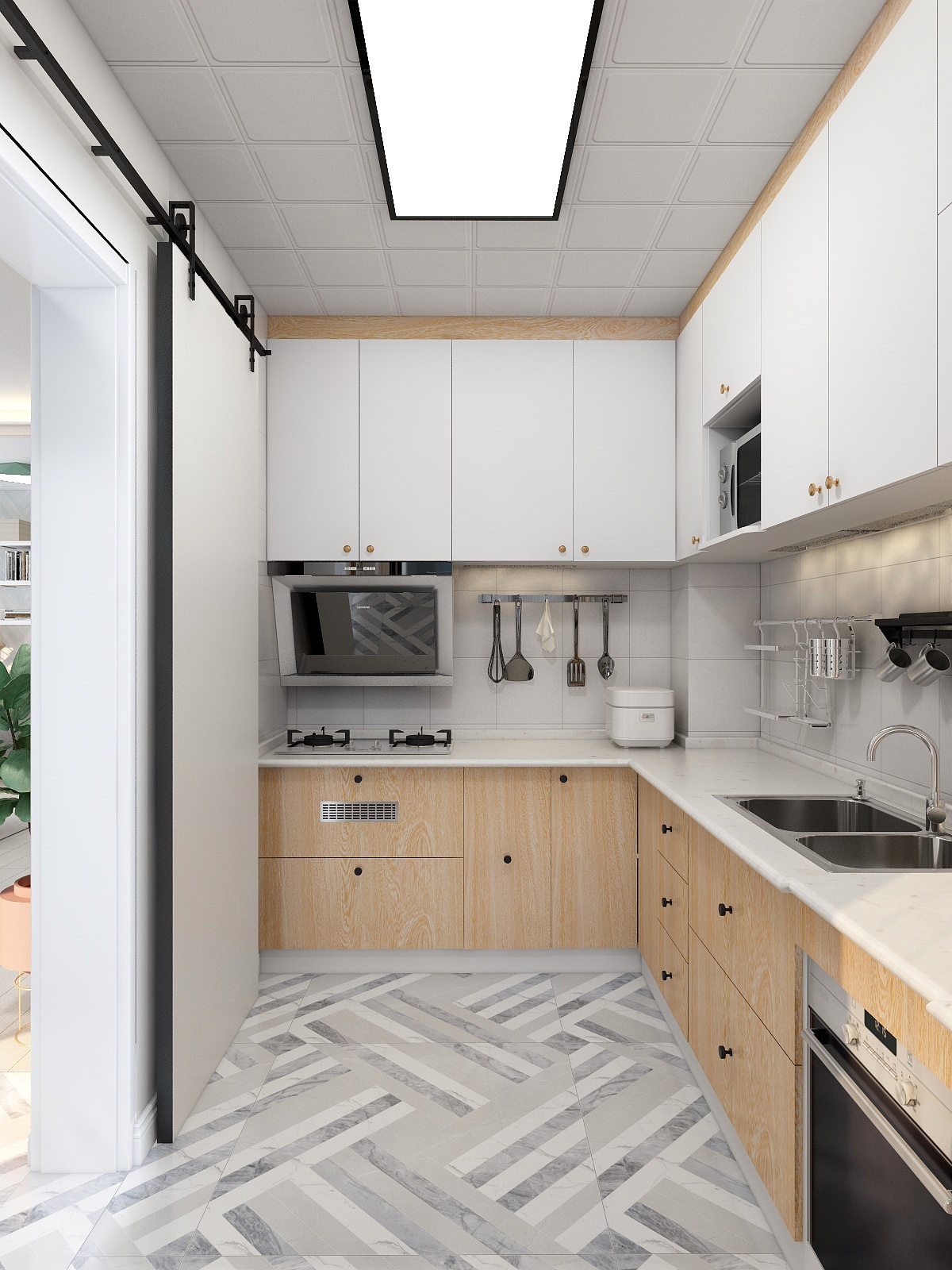 李青越-123方北欧两居一层厨房装修效果图第2张