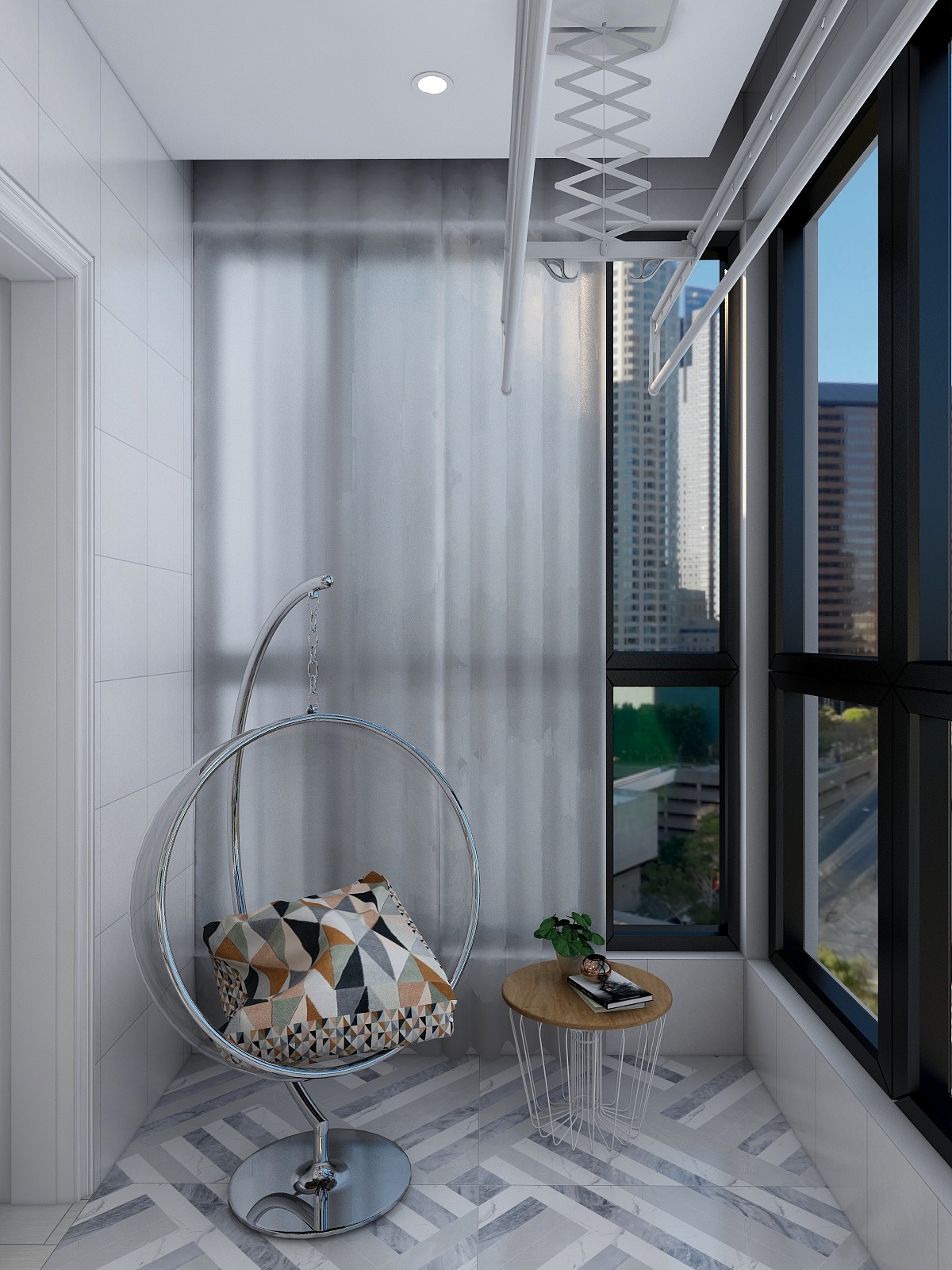 李青越-123方北欧两居一层阳台装修效果图第2张