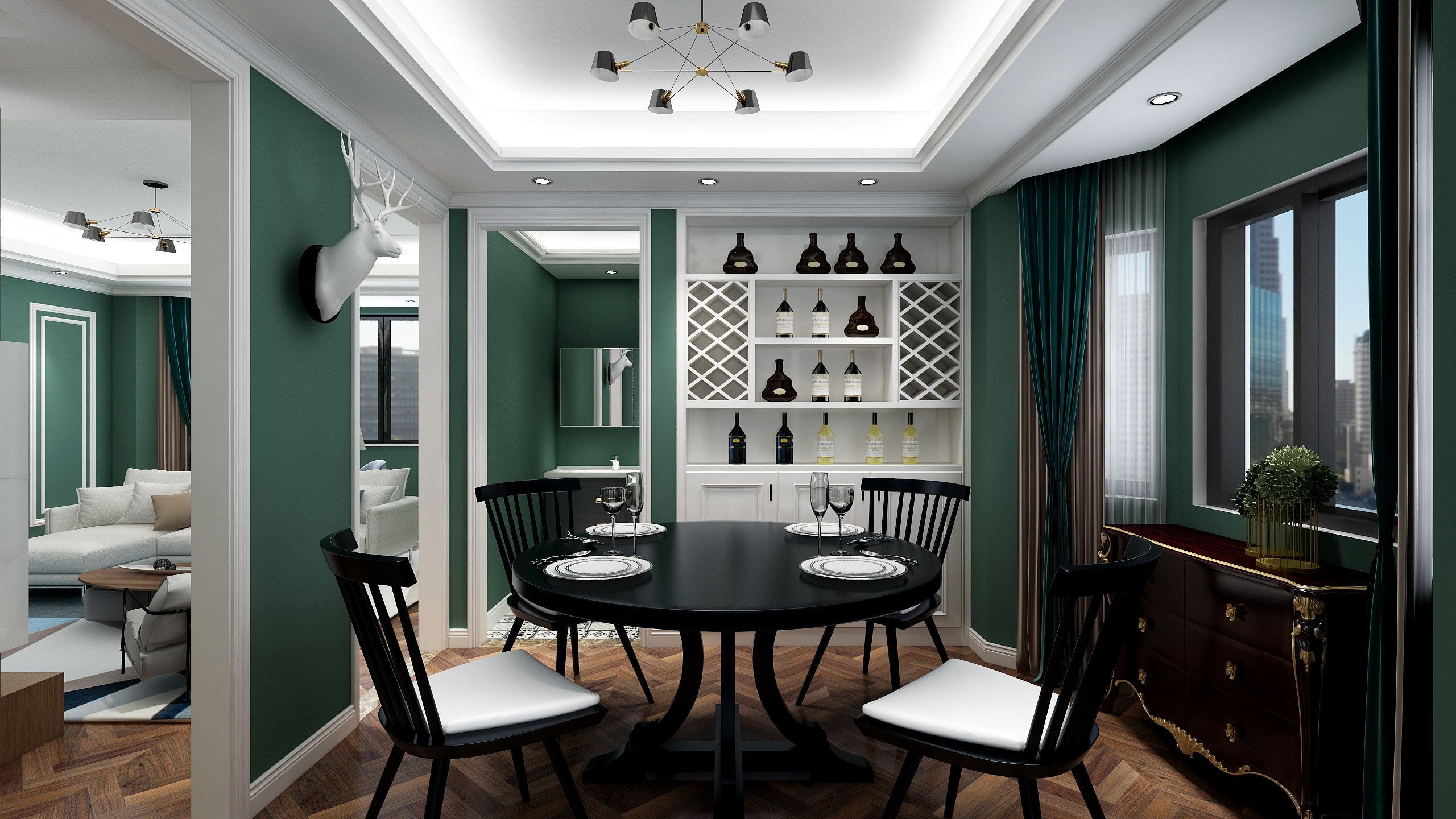 ZHXS-H-145方混搭三居装修效果图